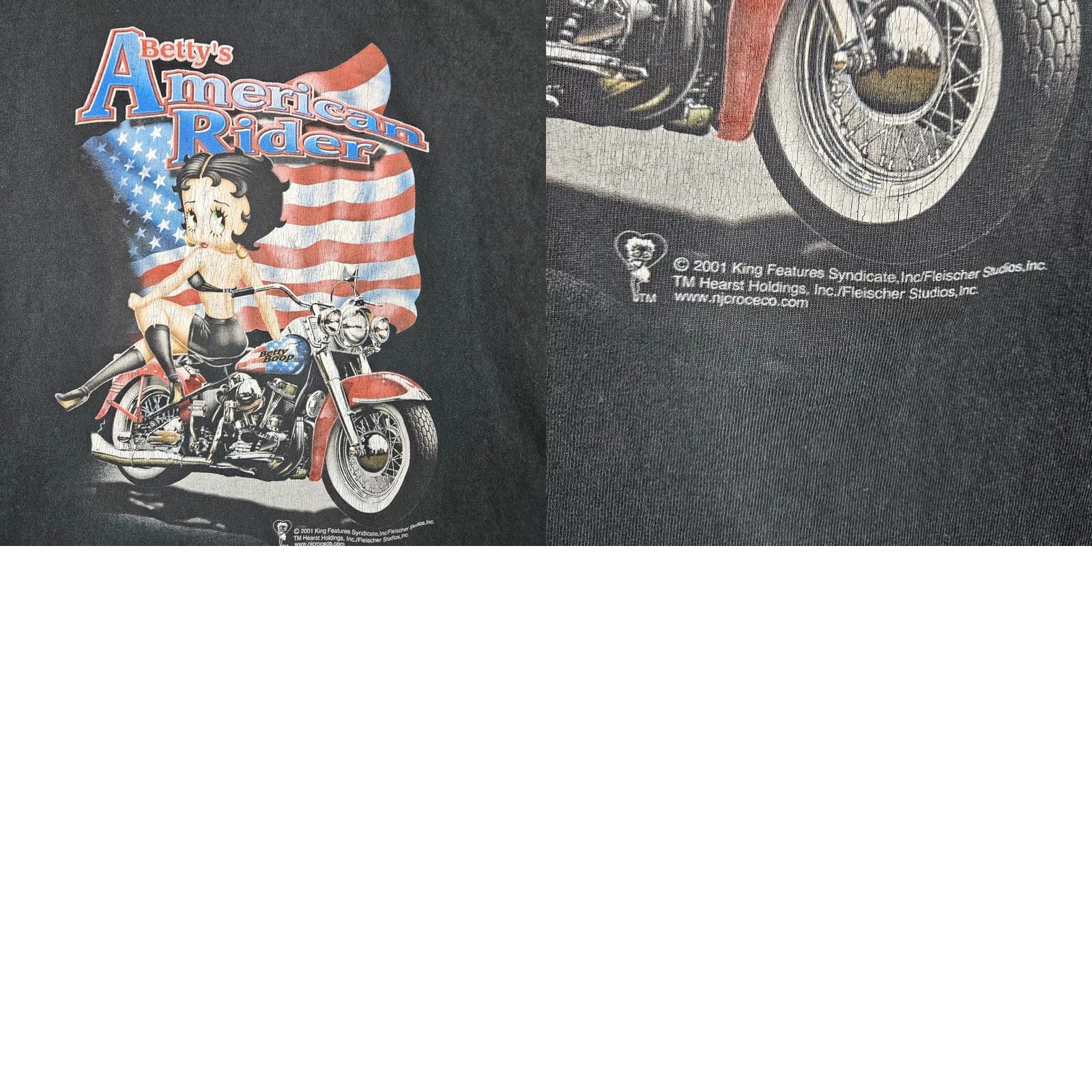Gildan VINTAGE Betty Boop 2001 Betty's Motorcycle Graphic American Rider Biker Tee Sz L Shirt Mens Black Cotton Short Sleeve T-Shirt Gildan Heavy Cotton Size US L / EU 52-54 / 3 - 8 Thumbnail
