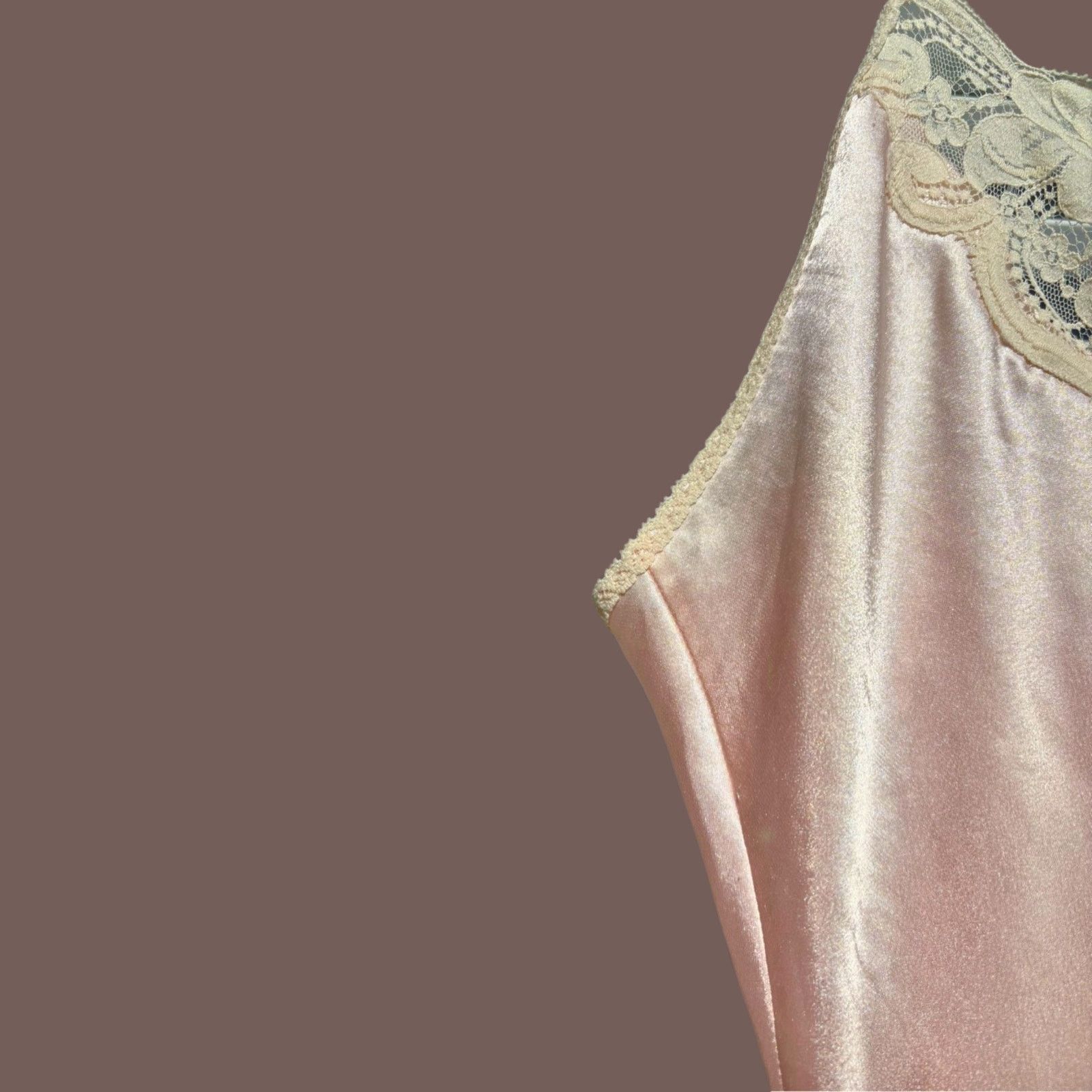 Vintage VTG Mini Slip | Farr West Pink Lace Satin | 90s Lingerie Size M / US 6-8 / IT 42-44 - 3 Thumbnail
