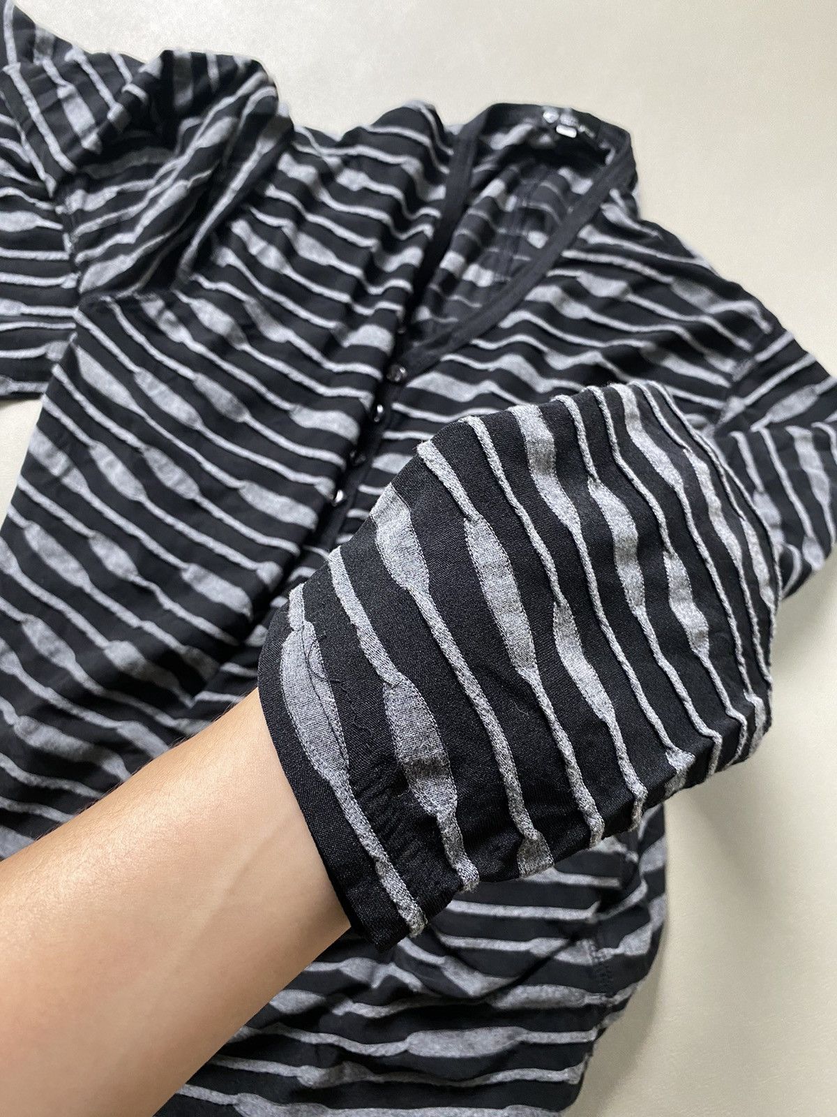 If Six Was Nine × Japanese Brand × Le Grande Bleu (L.G.B.) Tkmixpice Zebra Striped Ruched Longsleeve Size US L / EU 52-54 / 3 - 6 Thumbnail