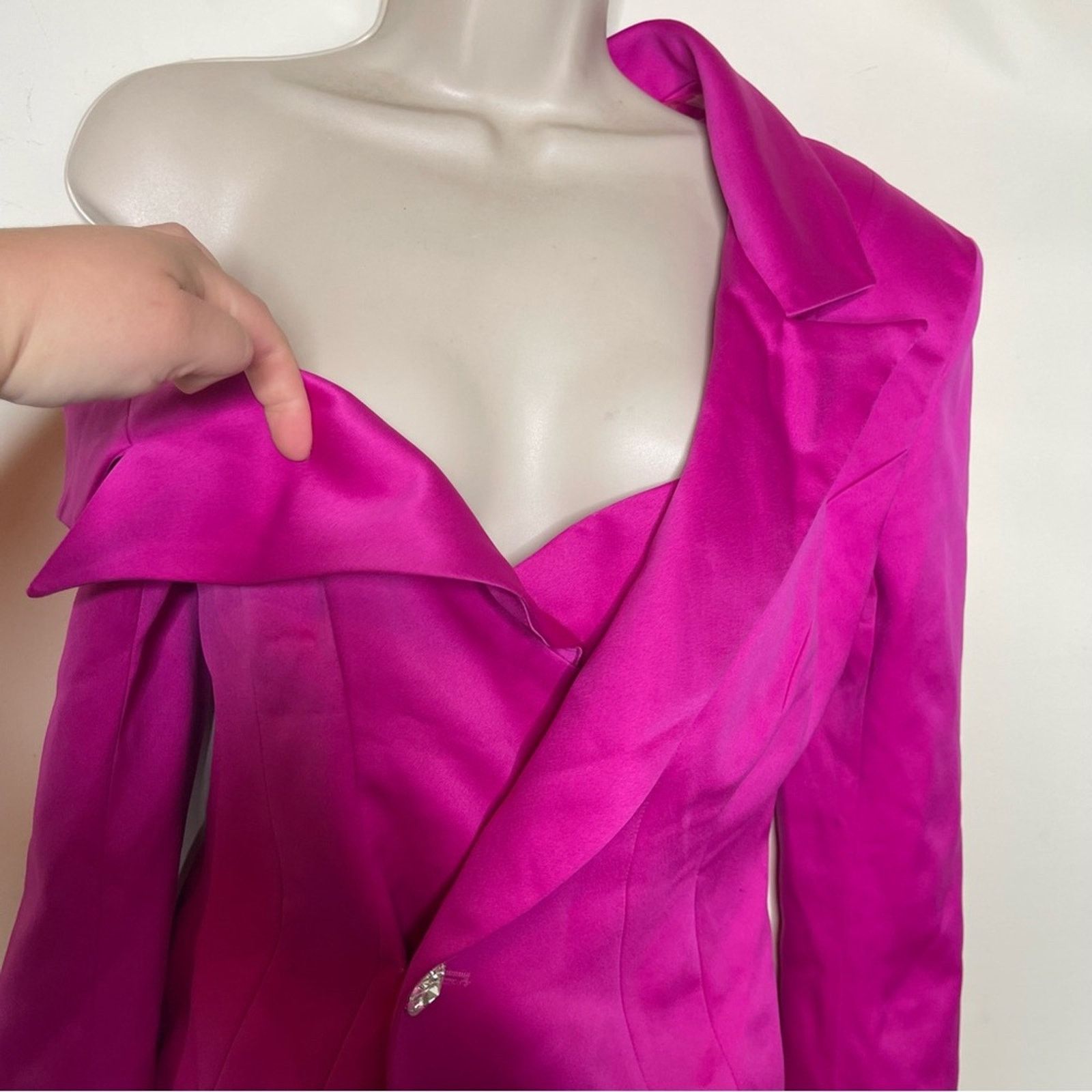 strapless open back dress Patricia Button Front Blazer Dress