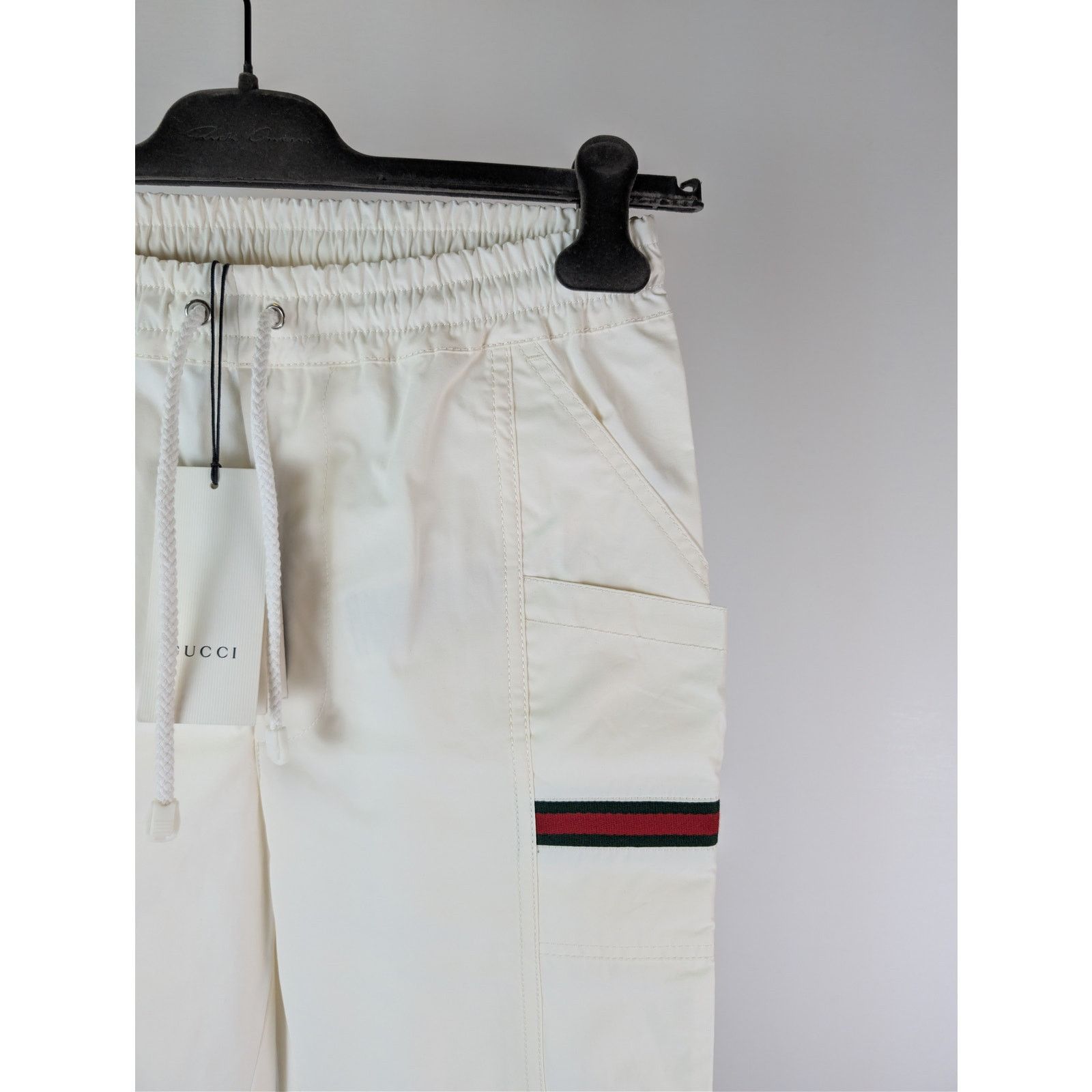 Gucci o1rshd1 Cotton Canvas W/Web Pants Trouser Sweatpants White Size US 44 / EU 60 - 4 Thumbnail