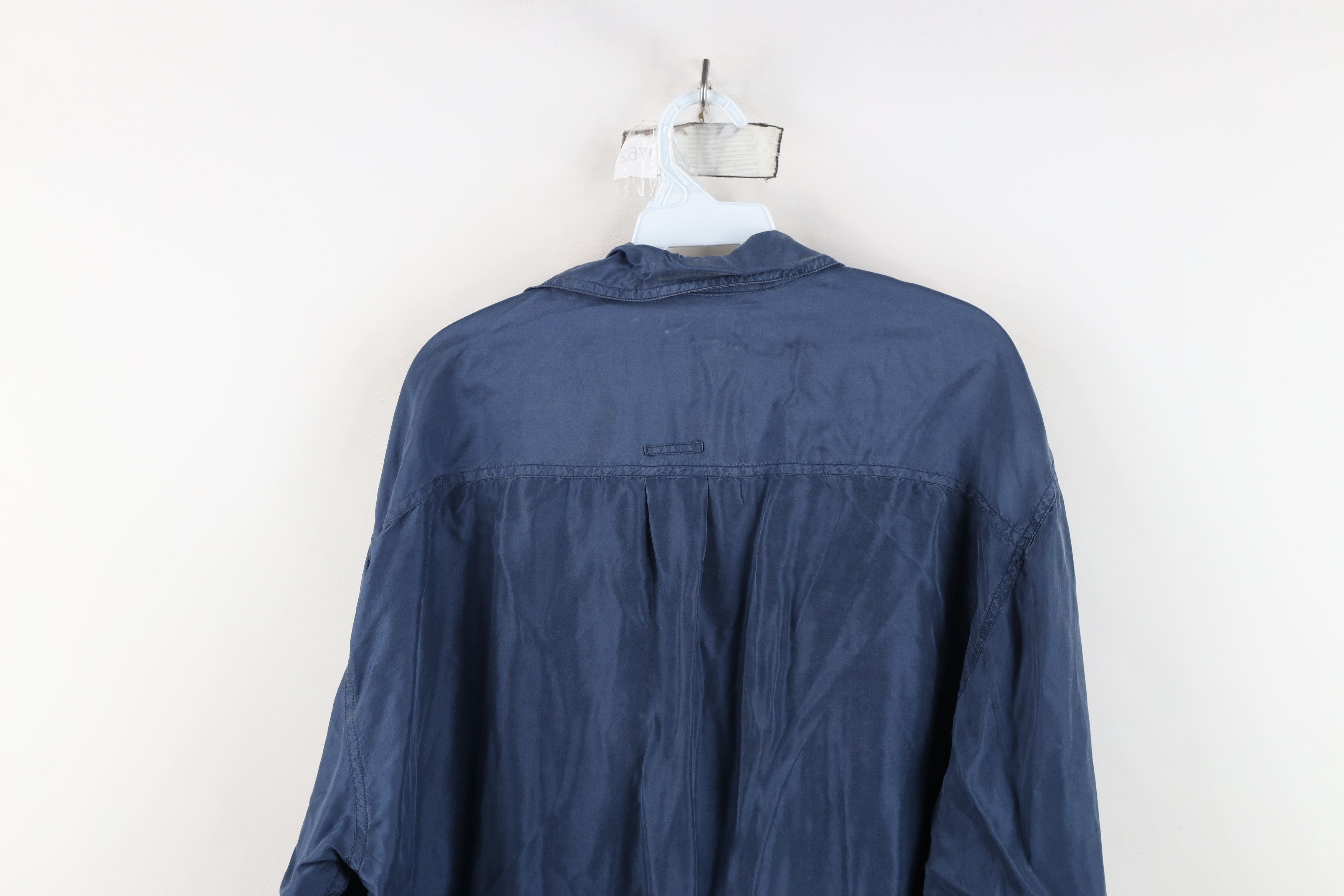Vintage Vintage 90s Streetwear Baggy Silk Collared Button Shirt Blue Size US XL / EU 56 / 4 - 13 Thumbnail
