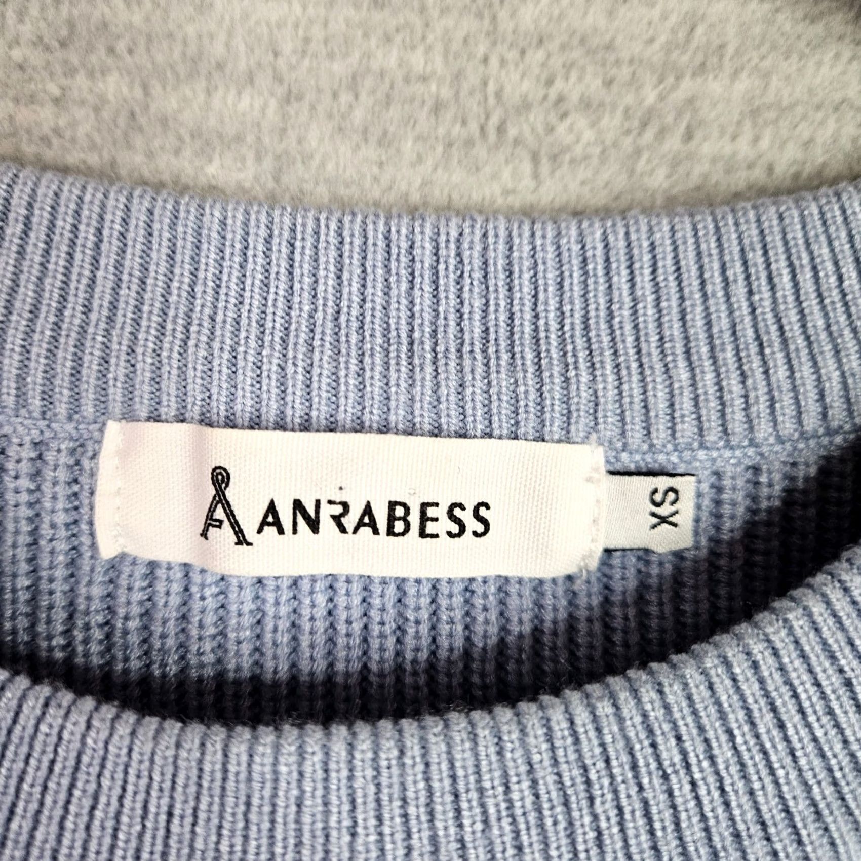 Vintage ANRABESS Women’s XS Blue Ribbed Knit Crewneck Sweater Soft Pullover Size XS / US 0-2 / IT 36-38 - 7 Thumbnail