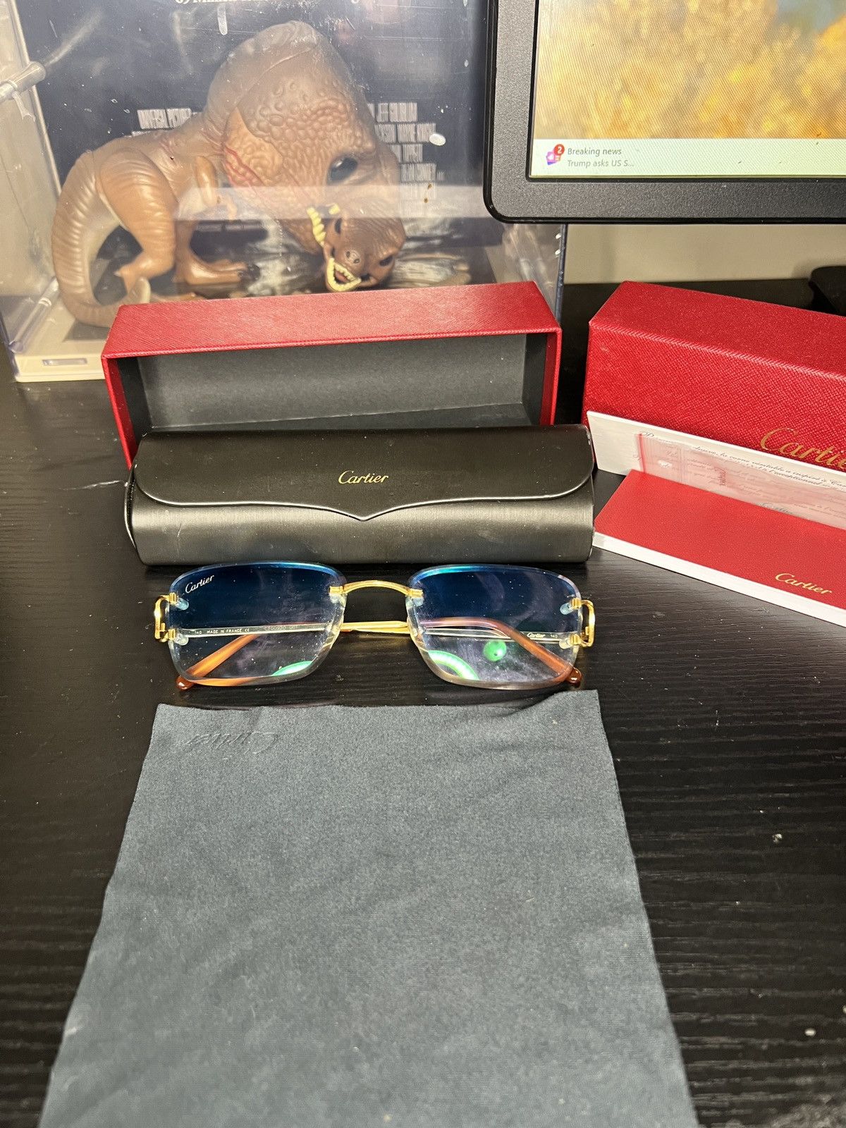 Cartier cartier c de sunglasses rimless glasses blue two tone18kGold Size 36 - 1 Thumbnail