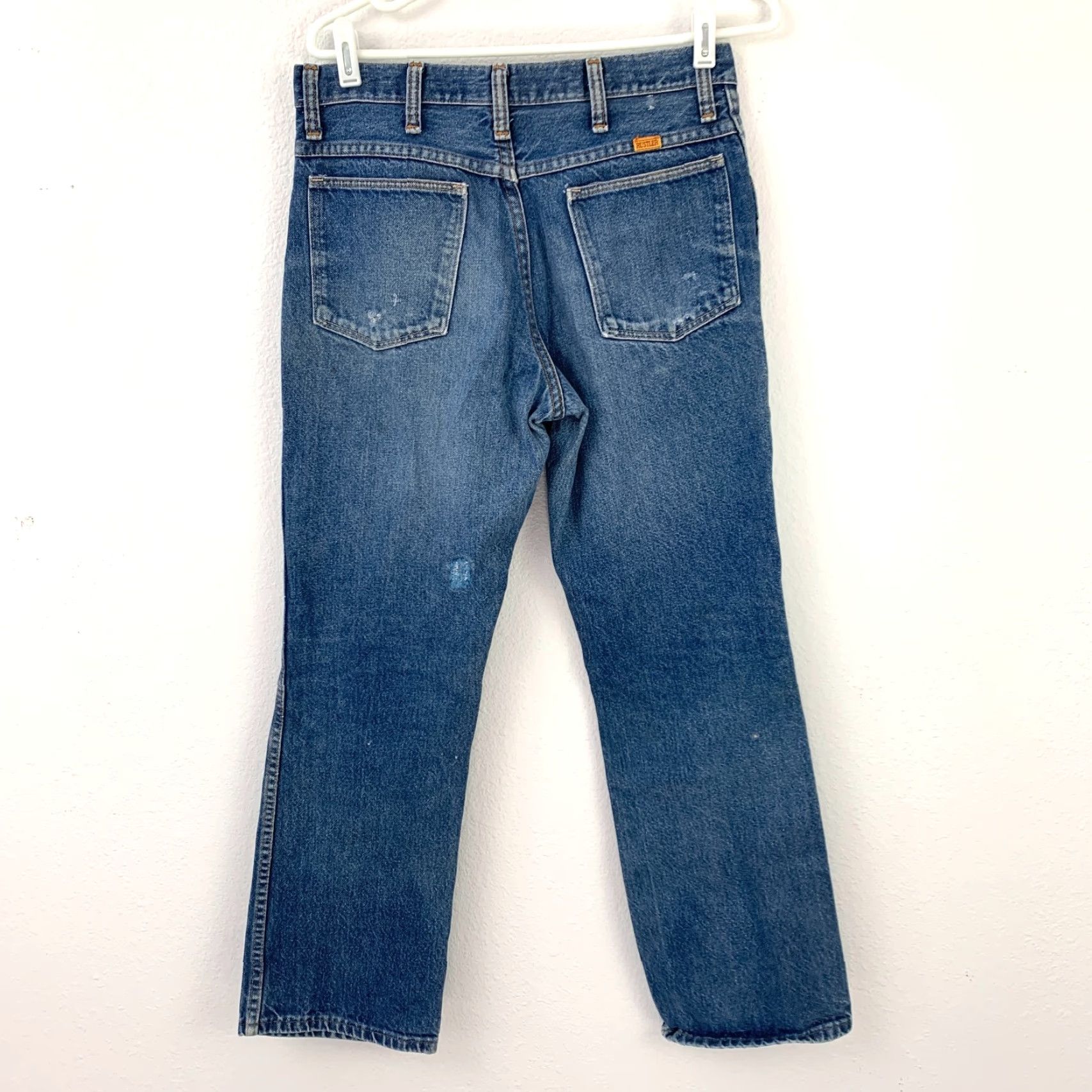 Vintage VINTAGE Rustler Jeans Destroyed 32 Short Denim Blue 100% Cotton Mens Jeans Straight 28.75 Inseam Fall Winter Spring USA Button Zip Size US 32 / EU 48 - 5 Thumbnail