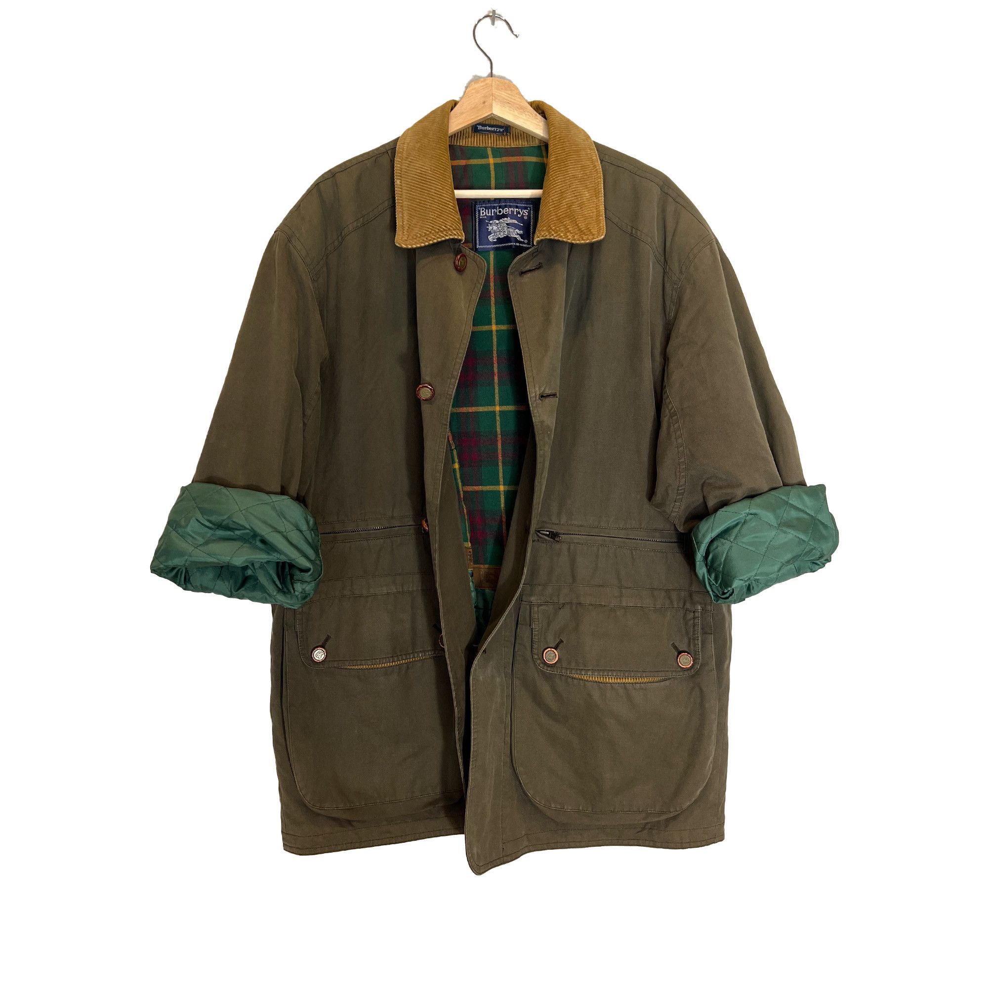 image of Vintage Burberry Parka In Military Green, Xl, Men's