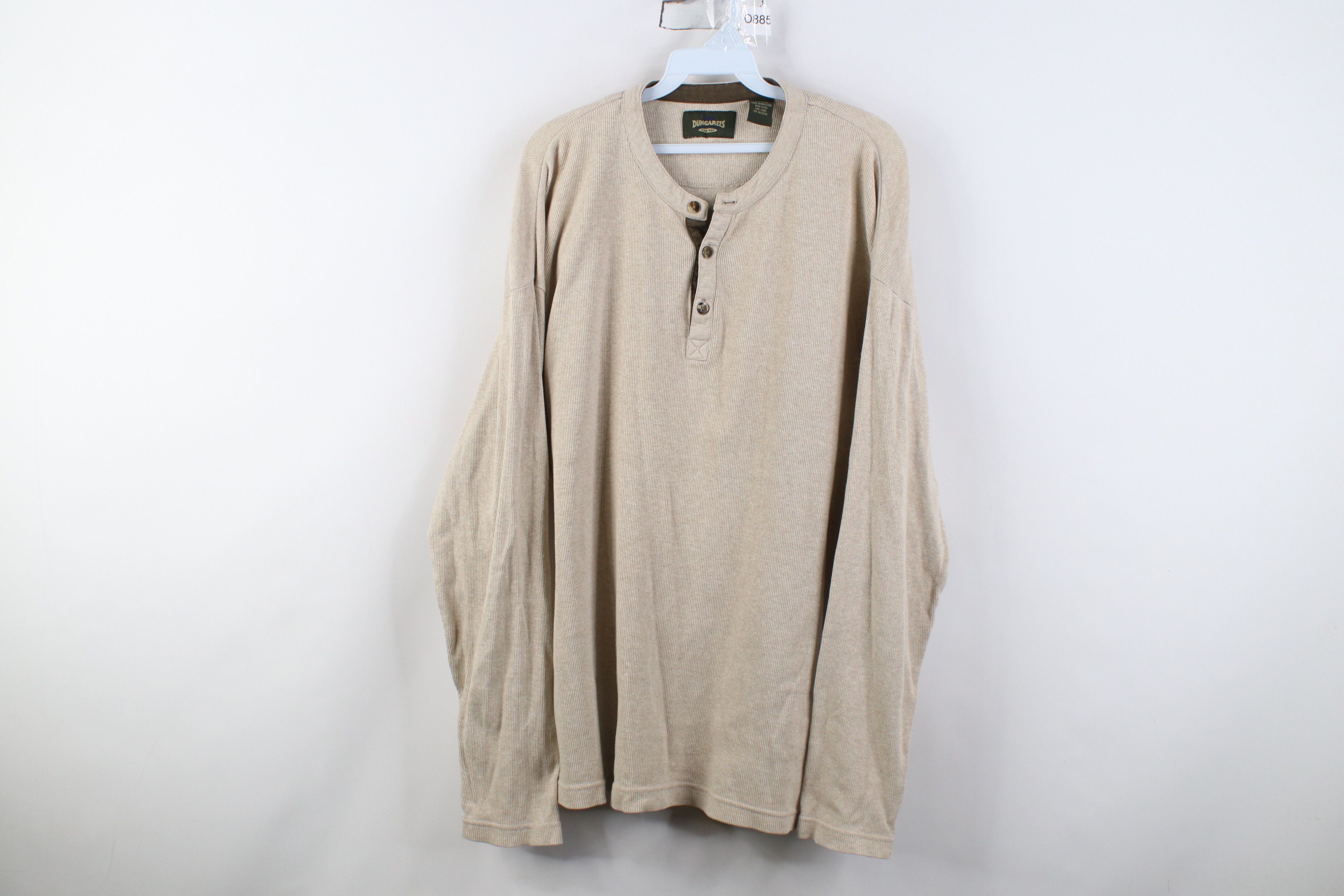 Lee Vintage 90s Y2K Lee Dungarees Knit Henley T-Shirt Beige Size US L / EU 52-54 / 3 - 1 Thumbnail