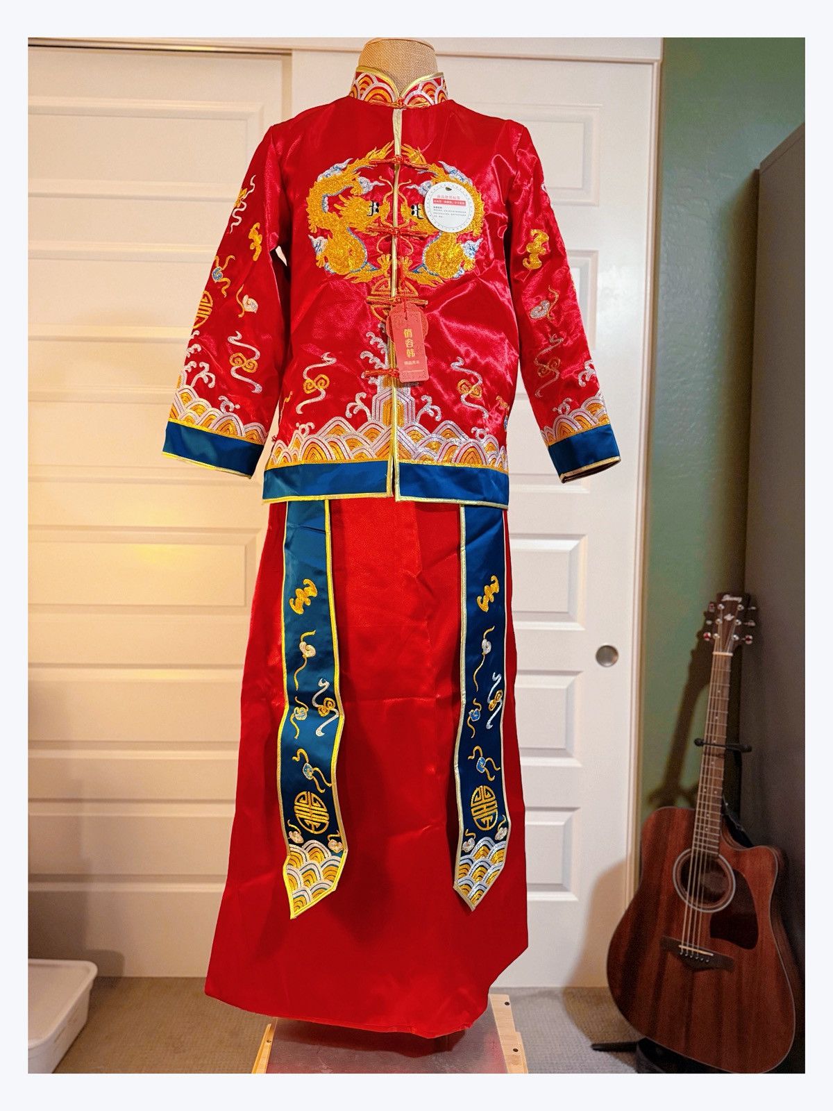 Other Men’s Traditional Chinese Wedding Outfit – Red & Gold Dragon Size 38L - 1 Thumbnail