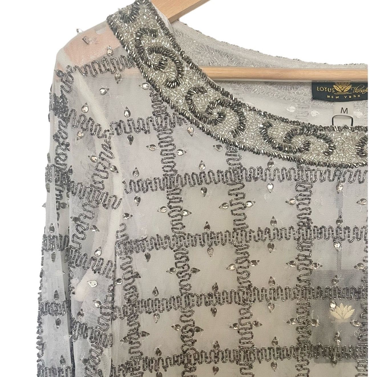 Other Lotus Threads NWT Sheer Long Sleeve Bridal Blouse Med Size M / US 6-8 / IT 42-44 - 2 Thumbnail