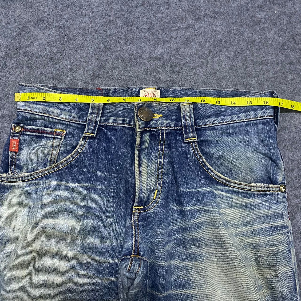 Edwin 💥Flare💥 Edwin Blue Trip Backle Back Distressed Denim Size US 34 / EU 50 - 3 Thumbnail