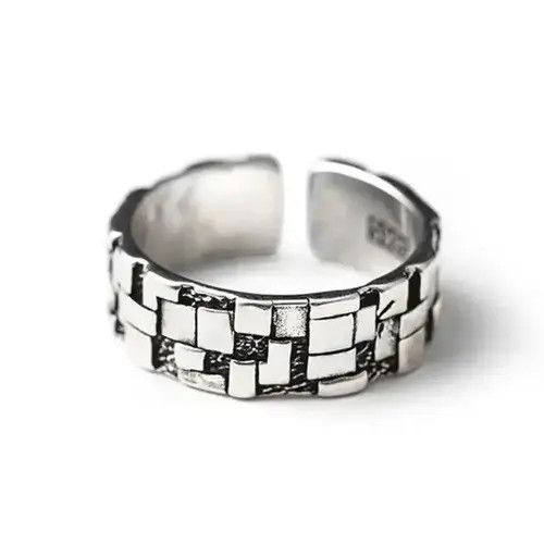 Ring Of Fire Geometric Block Pattern Ring Size ONE SIZE - 4 Thumbnail