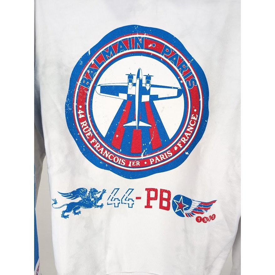 Balmain o1rshd1 Pullover Hoodie with airplane Print in White Size US M / EU 48-50 / 2 - 4 Thumbnail