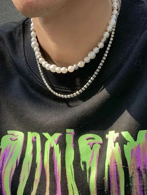 Jewelry Retro Punk Vintage Glass Pearl Necklace Chain Size ONE SIZE - 1 Thumbnail