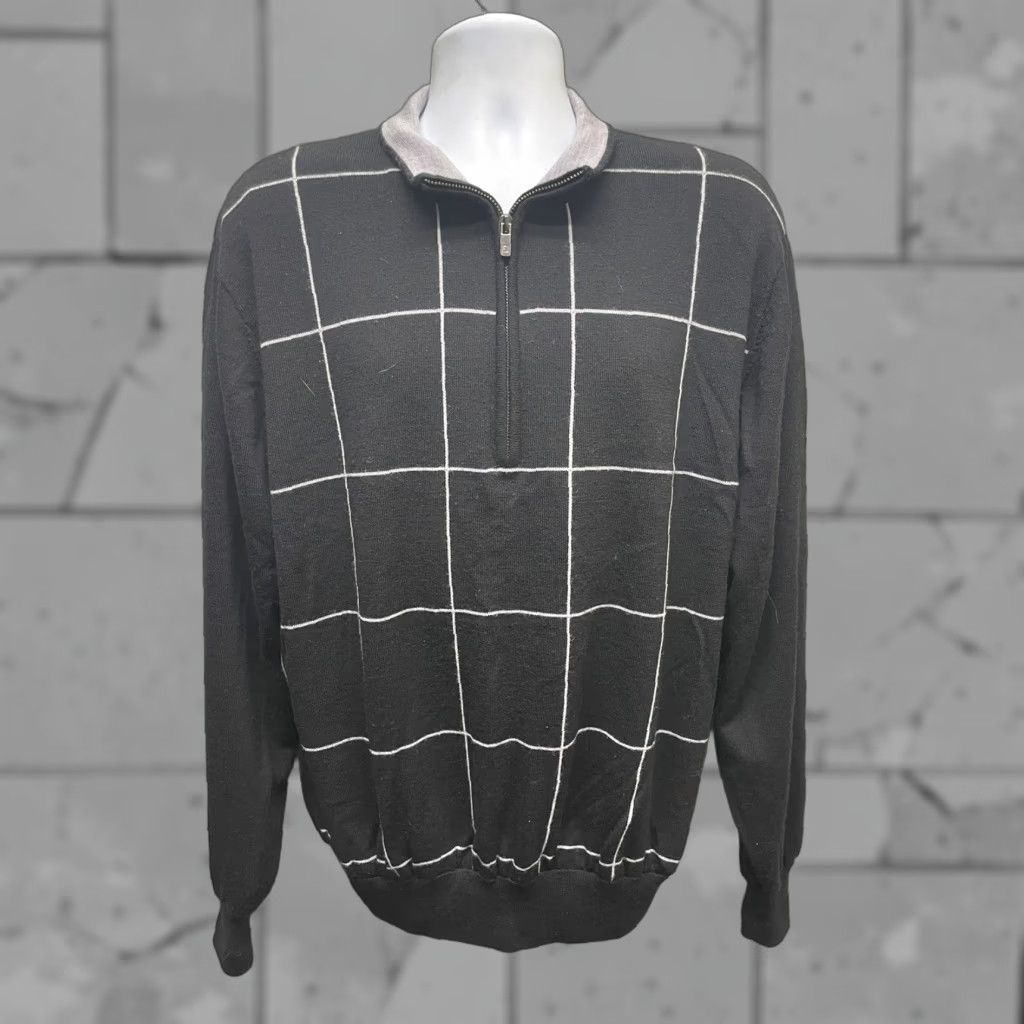 Footjoy FootJoy Black/White Striped Half Zip Pullover Jacket Mens L Size US L / EU 52-54 / 3 - 1 Thumbnail