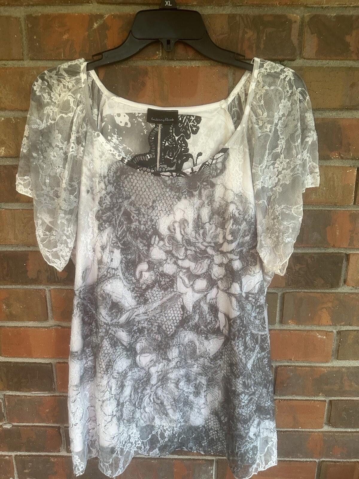 Designer womens xl tops Tunic Lace Floral Britany Black Size XL / US 12-14 / IT 48-50 - 2 Thumbnail