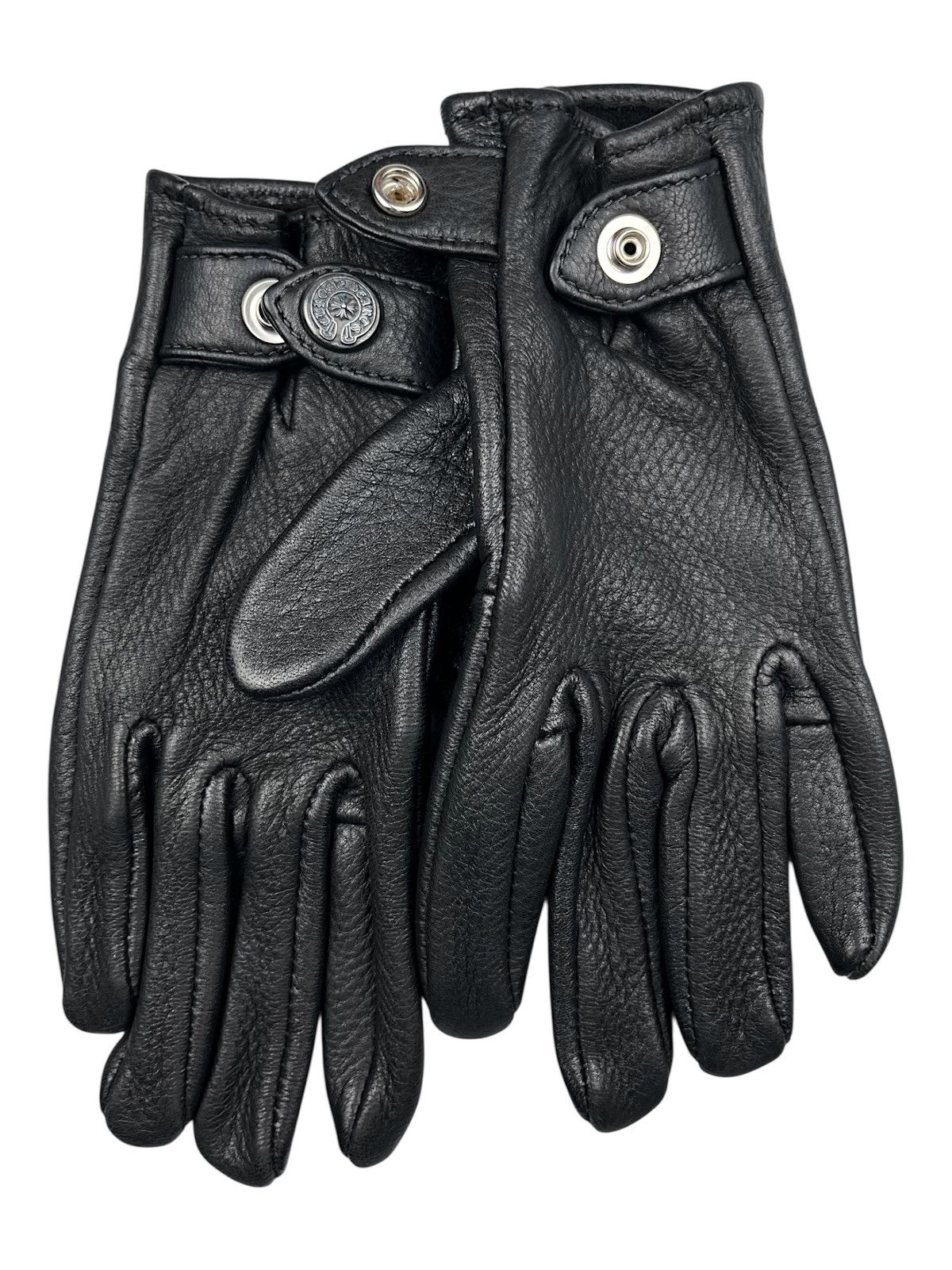 Chrome Hearts Chrome Hearts Silver Horseshoe Snap Leather Gloves Black Size ONE SIZE - 1 Thumbnail
