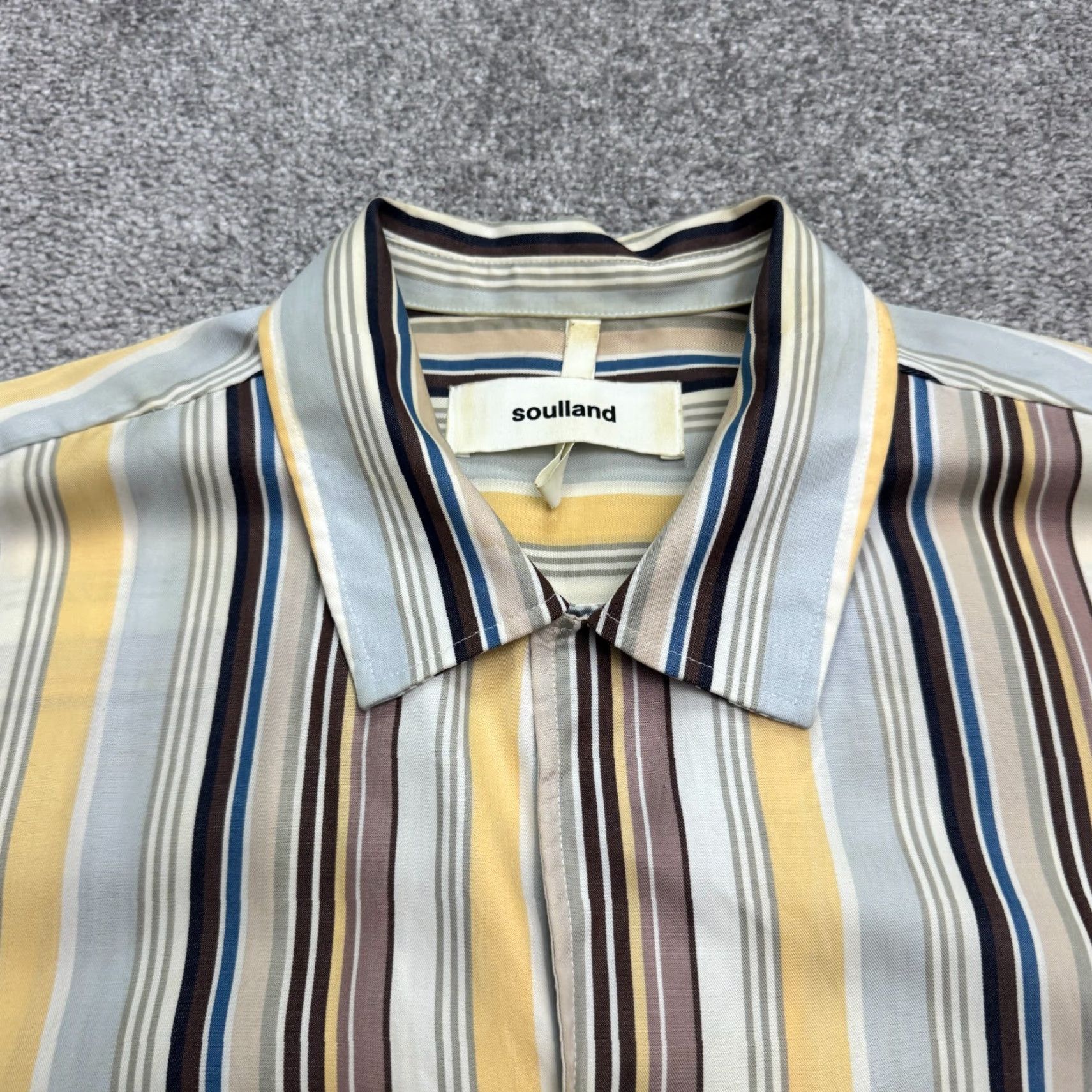 Soulland Soulland Orson Striped Button Down Shirt Mens Medium Multicolor Short Sleeve Size US M / EU 48-50 / 2 - 3 Thumbnail