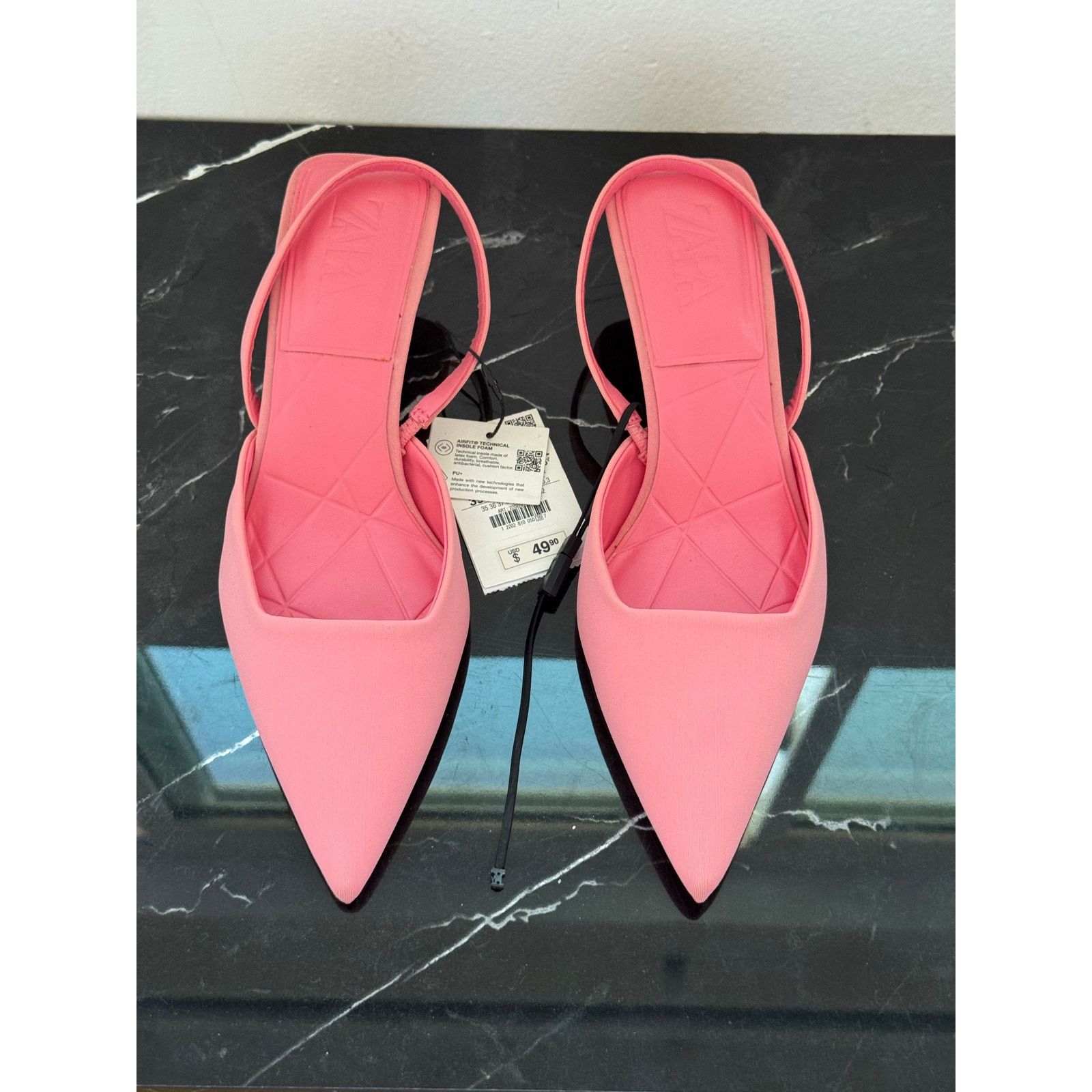 Zara Zara Blush Pink Pointed Toe Slingback Kitten Heels Size US 9 / IT 39 - 1 Thumbnail