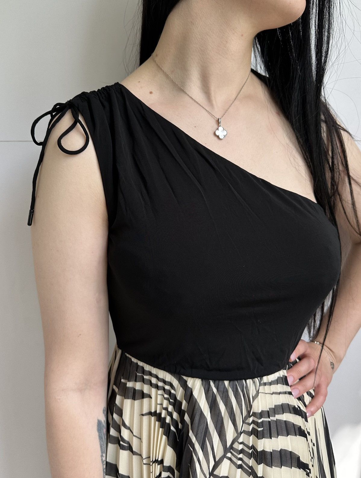 Max Mara Max Mara Studio One-Shoulder Pleated Palm Print Midi Dress Size M / US 6-8 / IT 42-44 - 4 Thumbnail