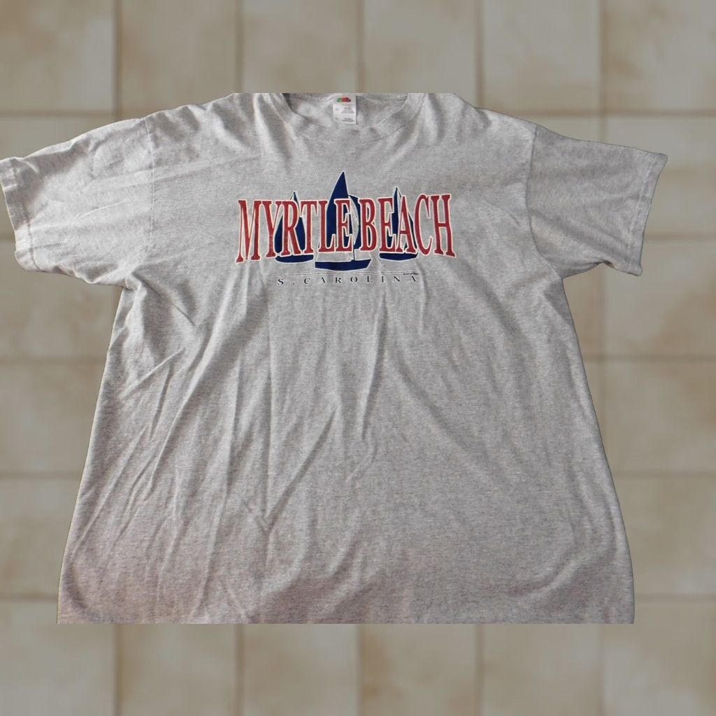 Fruit Of The Loom Myrtle Beach Mens Shirt XL Gray Cotton Knit Short Sleeve Crew Neck Logo T-Shirt Fruit of the Loom Classic, Regular, Men, All Seasons Size US XL / EU 56 / 4 - 1 Thumbnail