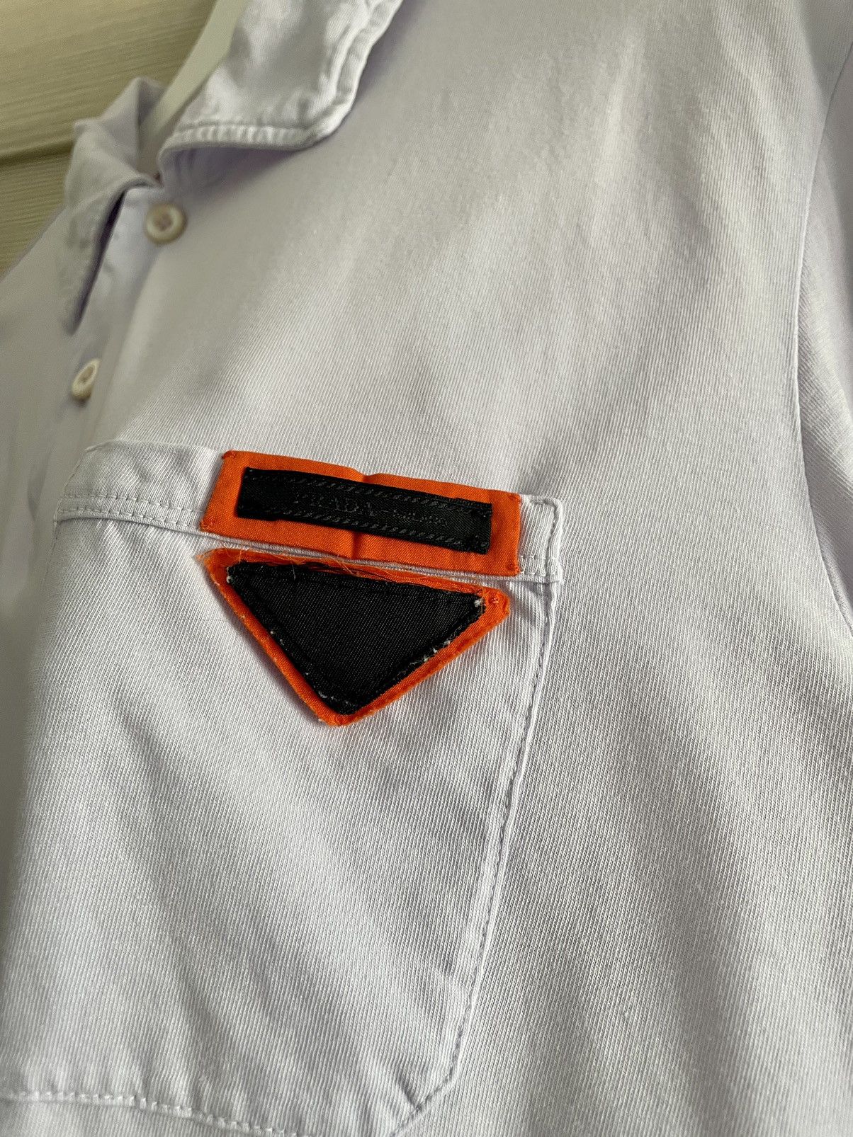 Prada Prada Vintage Lavender Orange/Black Logo Polo Shirt Size XL Size US XL / EU 56 / 4 - 3 Thumbnail