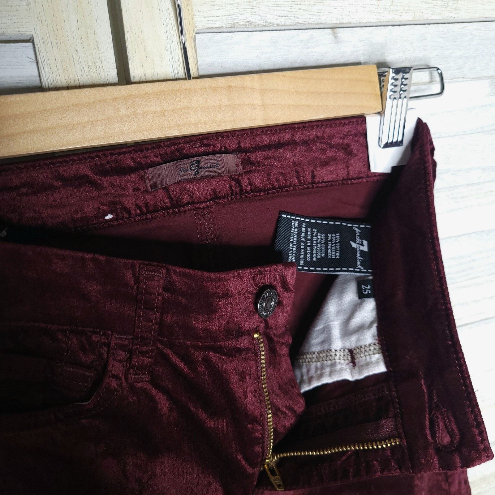 7 For All Mankind 7 For All Mankind Velvet Skinny Jeans Size 25 in Wine Size 25" / US 0 / IT 36 - 7 Thumbnail