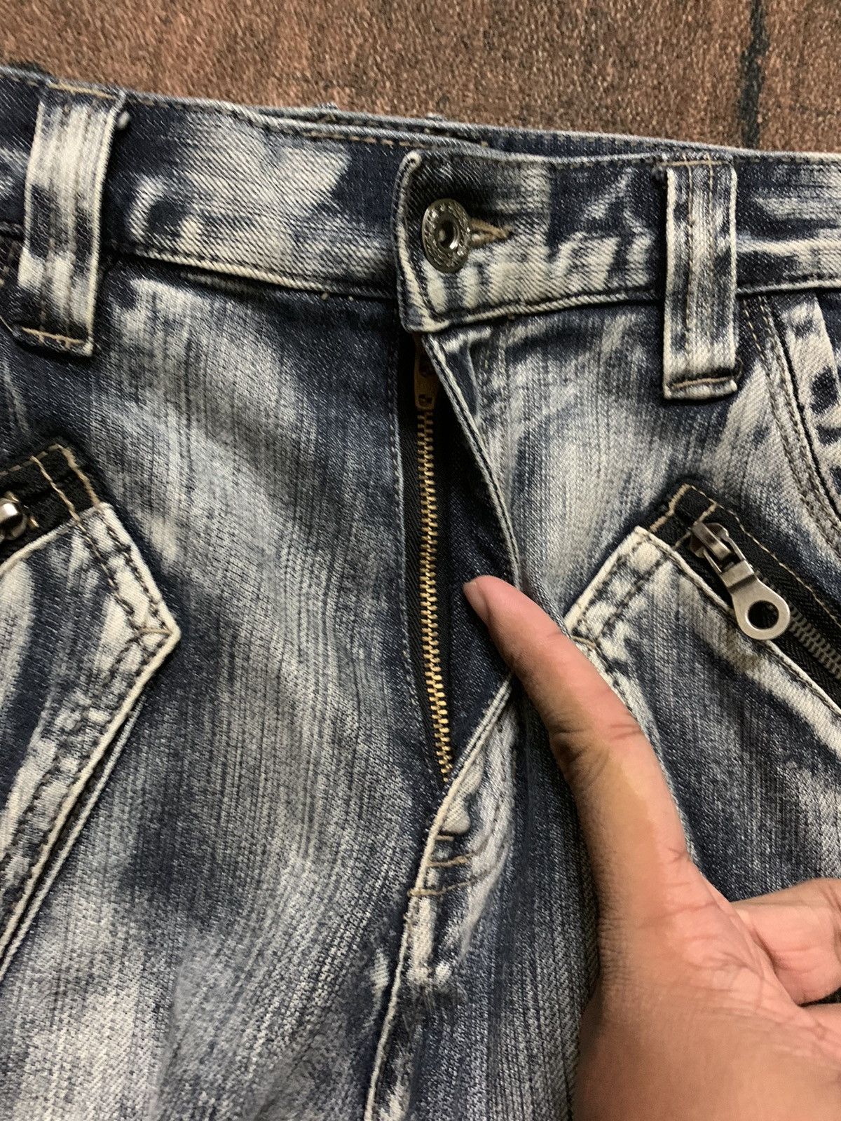 PPFM PPFM twist curve biker jeans multipocket punk goth washed Size US 31 - 9 Thumbnail