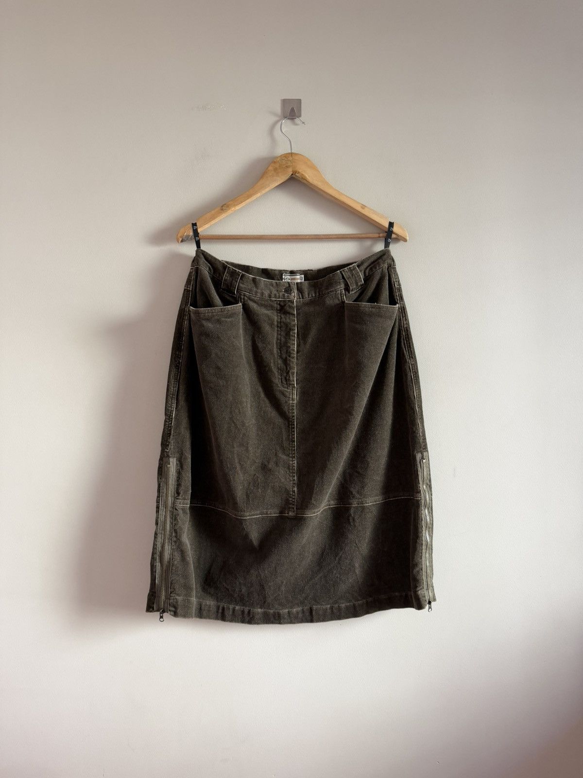 Vintage Corduroy Zip Midi Skirt Size 28" / US 6 / IT 42 - 1 Thumbnail