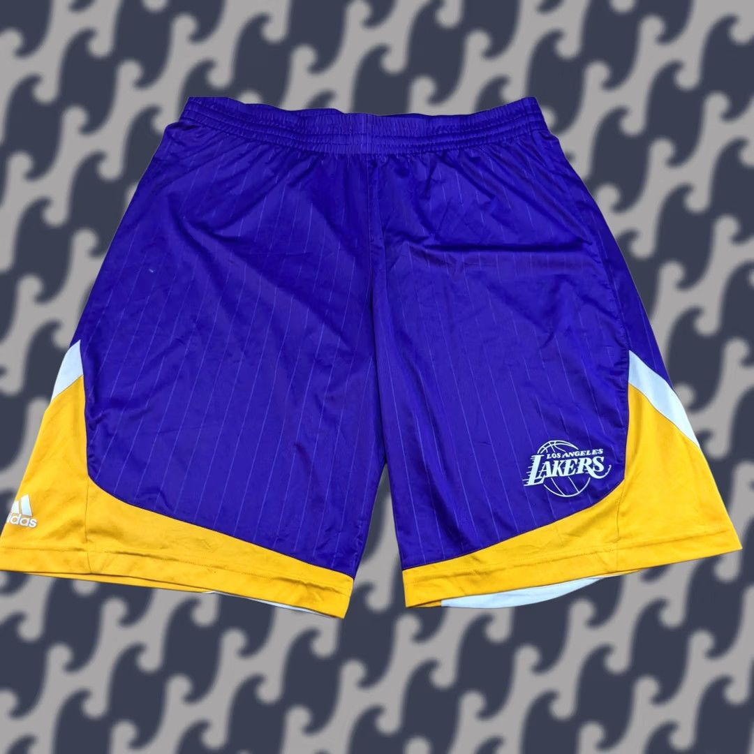 Adidas Adidas LA Lakers 2012 Mens Shorts XL Basketball Purple Yellow Adult Size US 38 / EU 54 - 1 Thumbnail