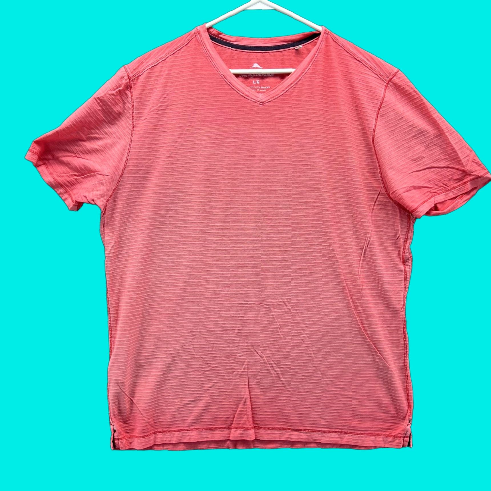 Tommy Bahama Tommy Bahama Shirt Mens Large Red Striped V Neck Tee Tagless Stretch Soft Shirt Mens L Red Striped V-Neck Tee Size US L / EU 52-54 / 3 - 1 Thumbnail