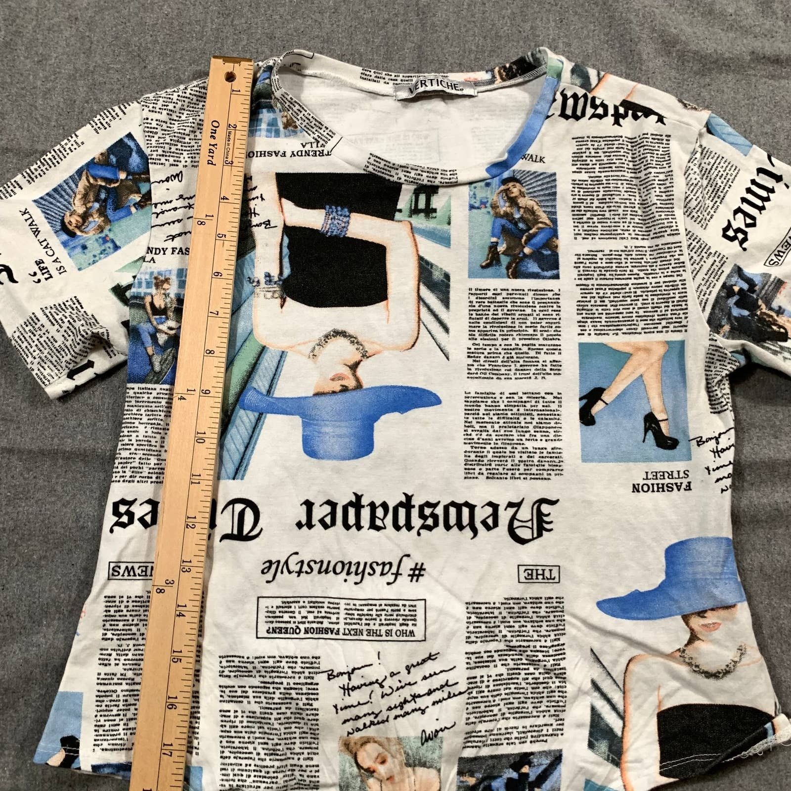 Other Vertiche Newspaper Shirt Women Small Blue Size S / US 4 / IT 40 - 6 Thumbnail