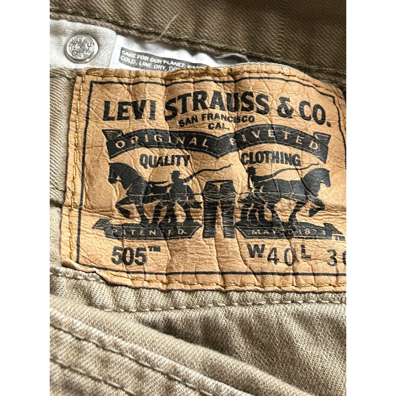 Levi's Levi's 505 Jeans Mens Straight Khaki Denim 40x30 Inseam 30 Regular Fit Size US 40 / EU 56 - 5 Thumbnail