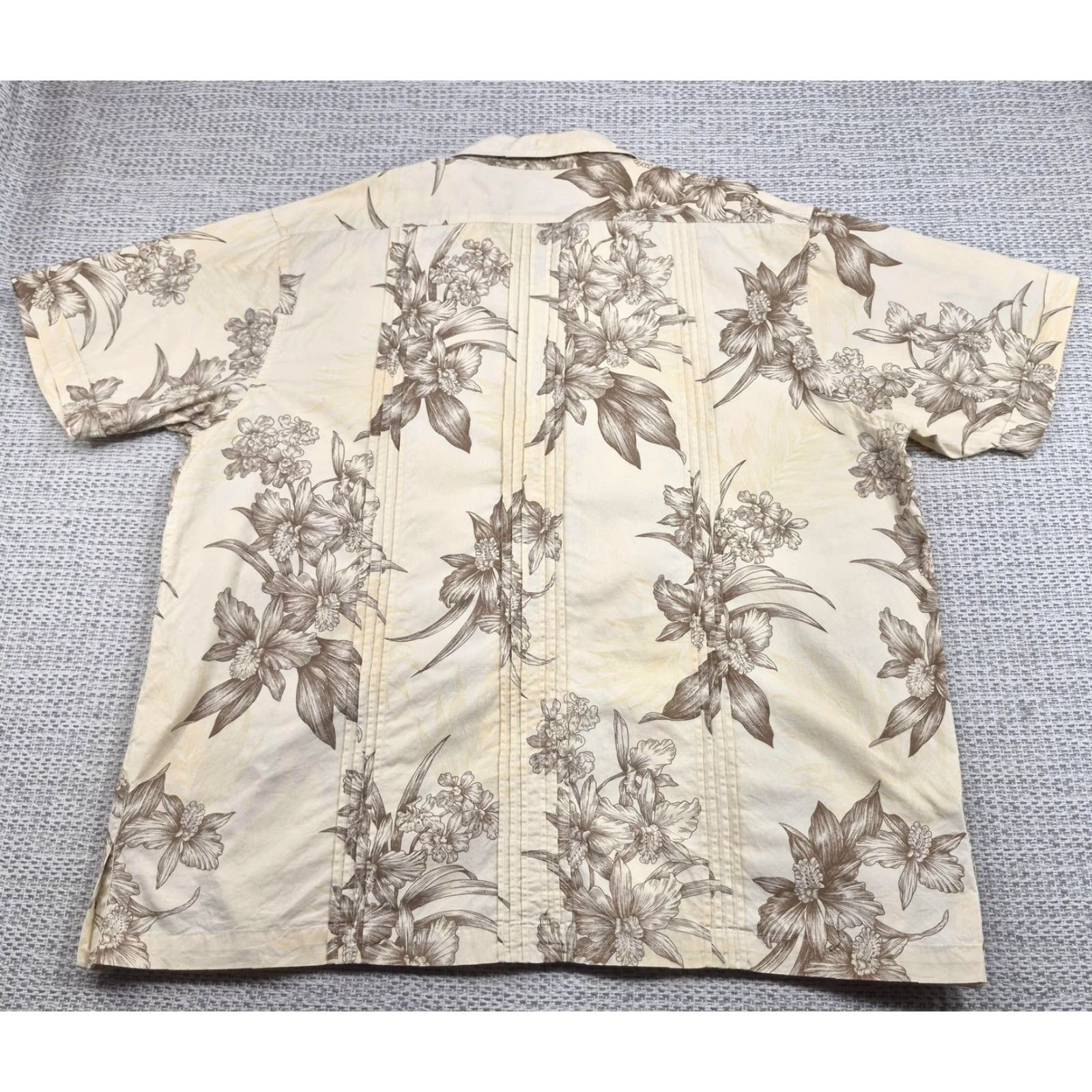 ALOHAS VINTAGE HawaiiBera Button Up Shirt Mens 2XL Beige Hawaiian Aloha Floral Cotton Size US XXL / EU 58 / 5 - 6 Thumbnail