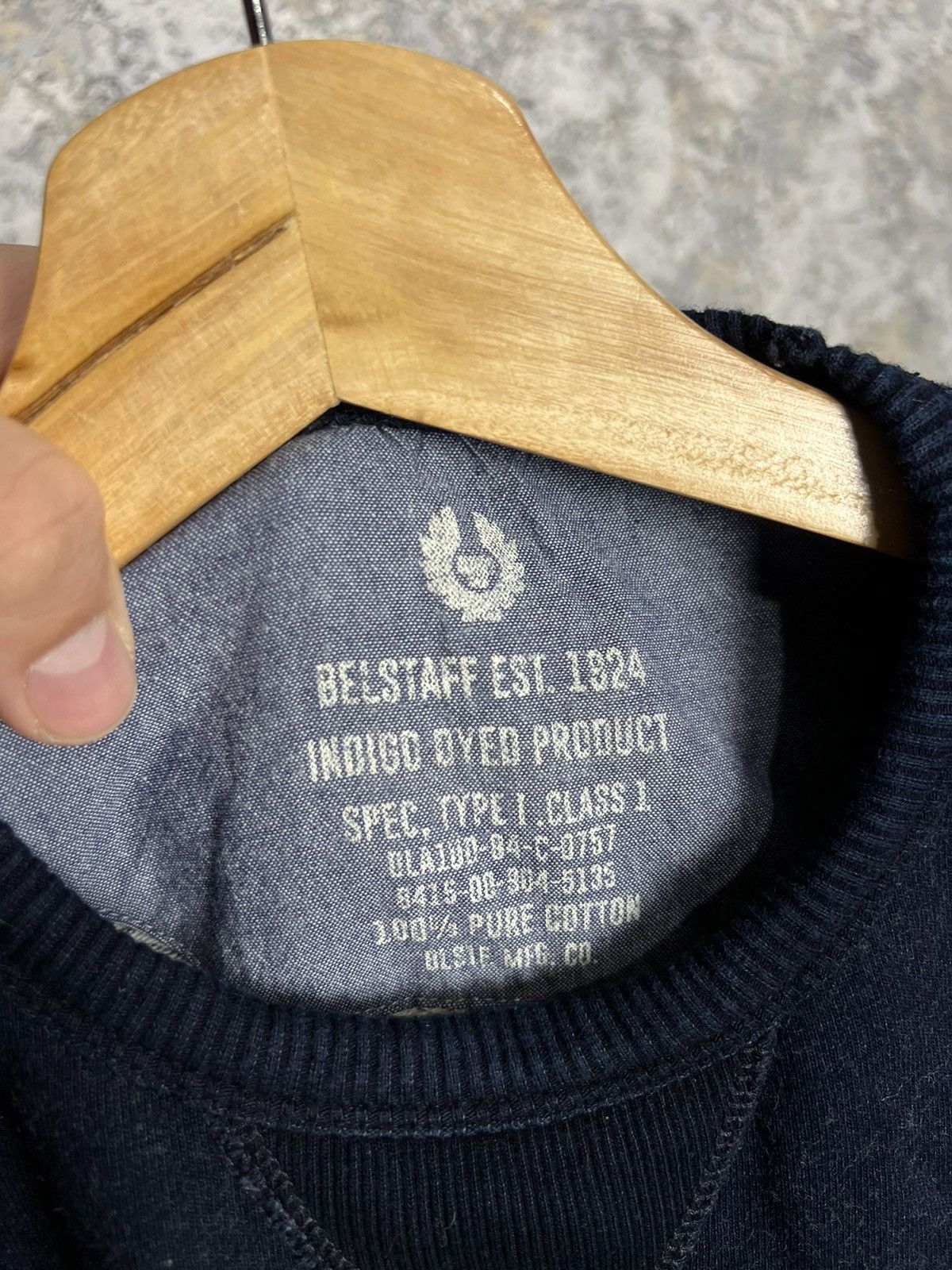 Belstaff × Vintage Vintage Belstaff Big Logo Navy Sweatshirt Long Sleeve Size M Size US M / EU 48-50 / 2 - 3 Thumbnail