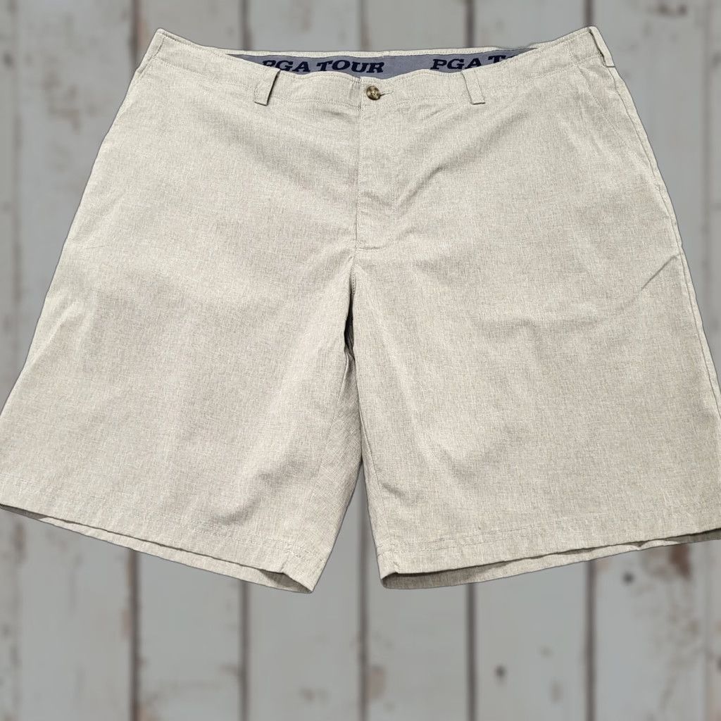 PGA Tour PGA TOUR Shorts Men Size 42 Golf Performance Stretch Khaki Heather Active Wear Size US 42 / EU 58 - 1 Thumbnail