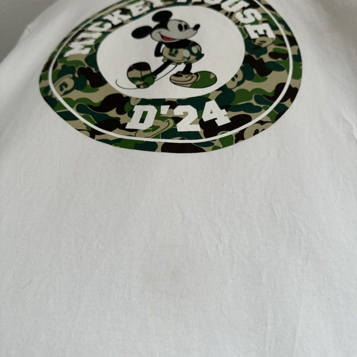 Bape × Disney Bape x Disney D24 Mickey Mouse Green ABC Camo Tee Size US L / EU 52-54 / 3 - 16 Thumbnail