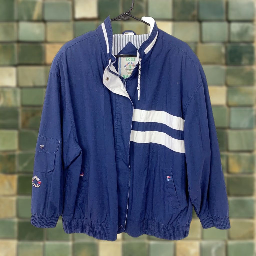 Nautica VINTAGE Izzi Spirit Nautical Sailing Blue White Full Zip Jacket Womens 2XL Size XXL / US 16-18 / IT 52-54 - 1 Thumbnail