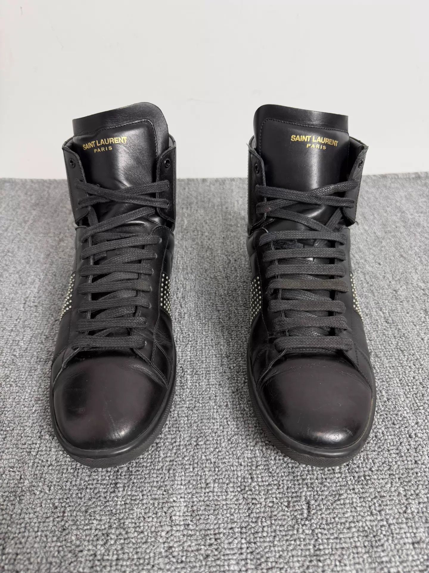 Saint Laurent Paris Saint Laurent 13FW SLP Black High-Top 40.5 Silver Rivets Size US 7.5 / EU 40-41 - 2 Thumbnail