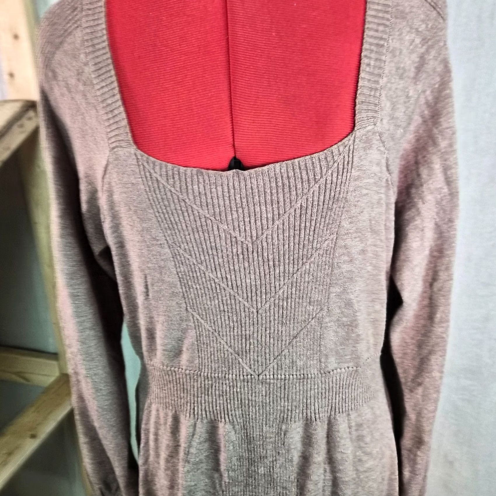 Vintage Maurices Dress Womens L Brown Size Tan Long Sleeve Knit Knee Length NWT G222 Size L / US 10 / IT 46 - 2 Thumbnail