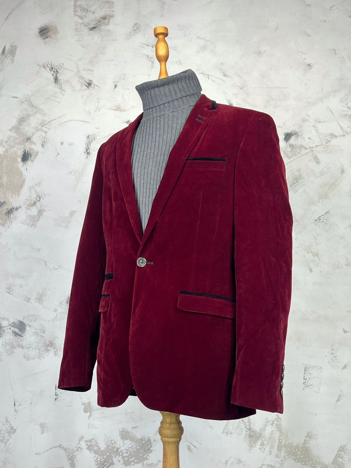 Vintage Marc Darcy London Red Velours Blazer Jacket Size S 34S Size 34S - 1 Thumbnail