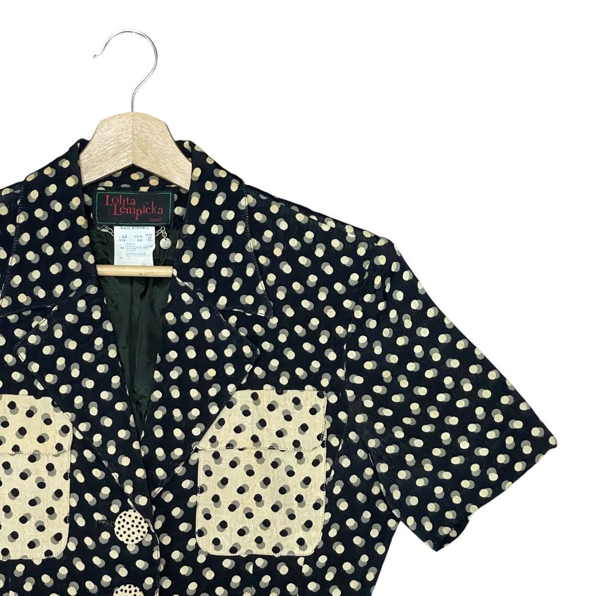 Vintage 80s Lolita Lempicka Paris Polka Dot Fitted Blazer Jacket Size M / US 6-8 / IT 42-44 - 2 Thumbnail