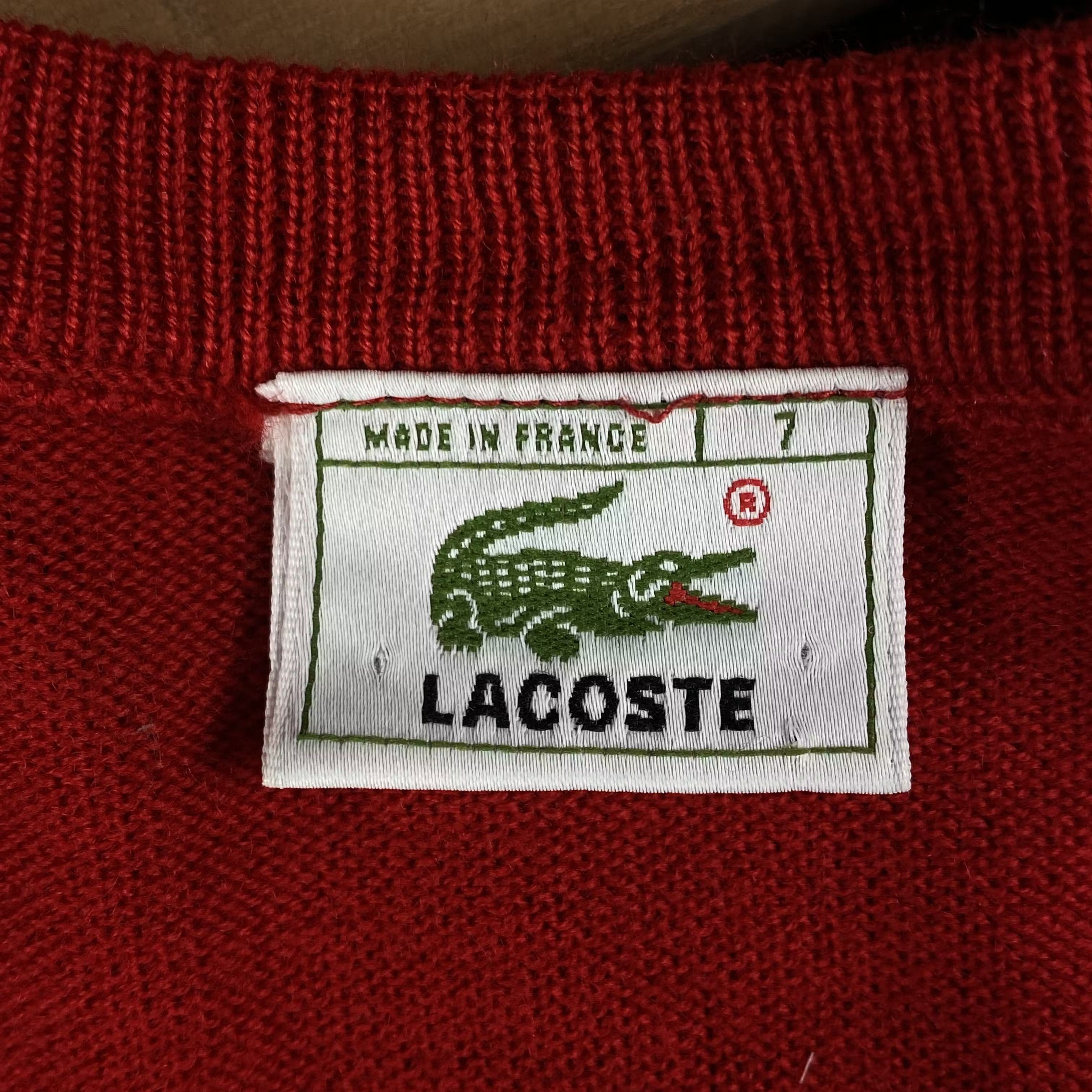 Lacoste × Vintage Mens Sweater V-Neck Lacoste Vintage Size 7 Size US XL / EU 56 / 4 - 4 Thumbnail