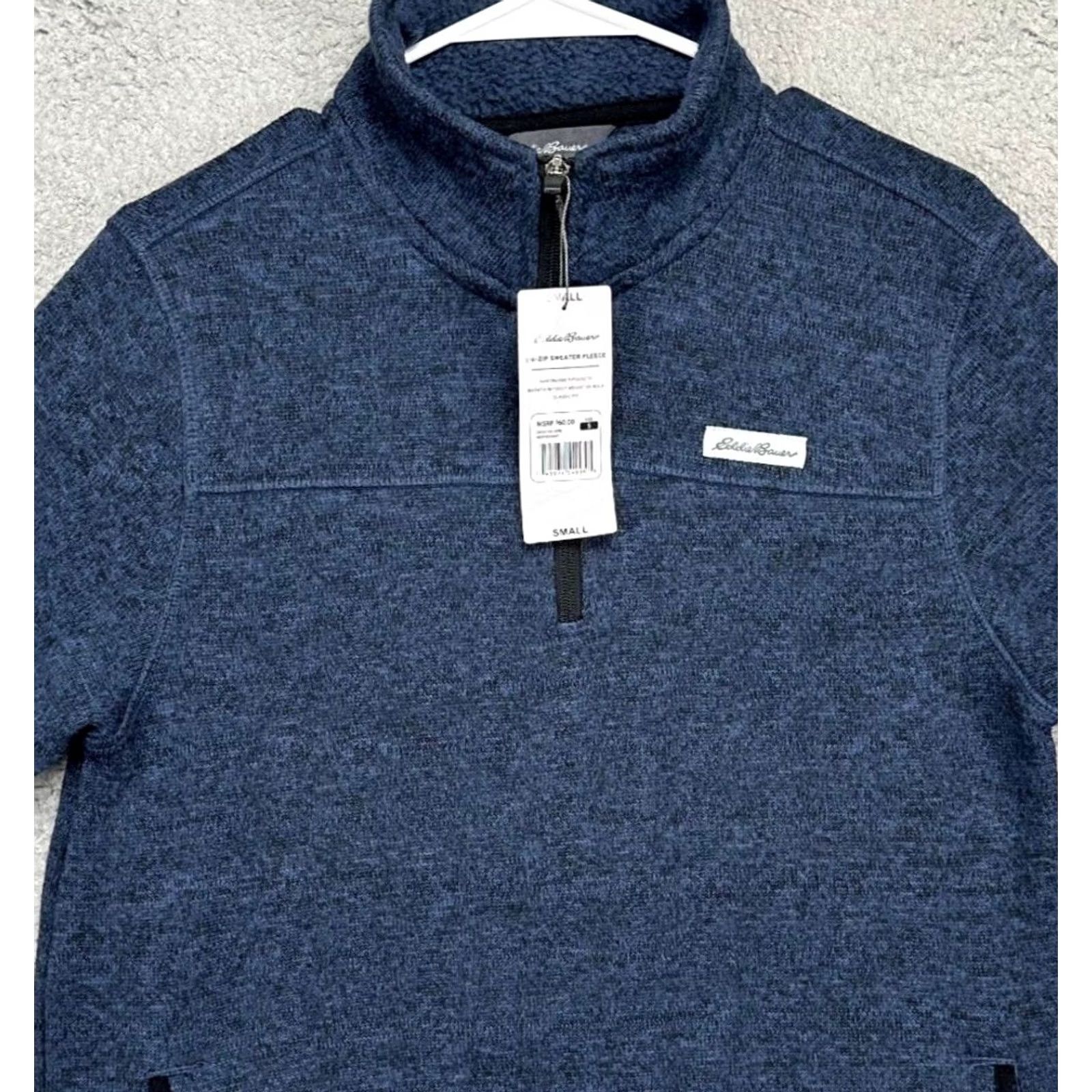 Eddie Bauer Eddie Bauer Sweater Mens Small Navy Fleece Quarter Zip Pullover Classic Fit NEW Size US S / EU 44-46 / 1 - 2 Thumbnail
