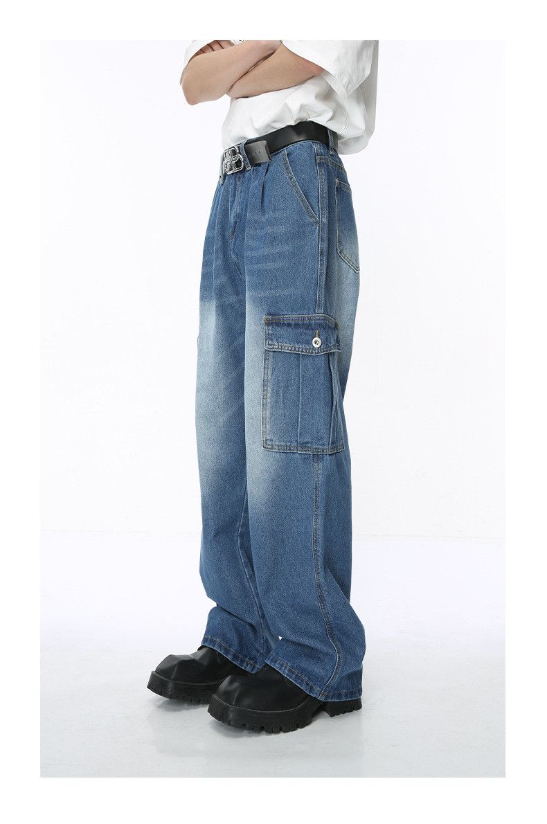 Japanese Brand American retro multi-pocket loose washed jeans for men Size US 32 / EU 48 - 4 Thumbnail
