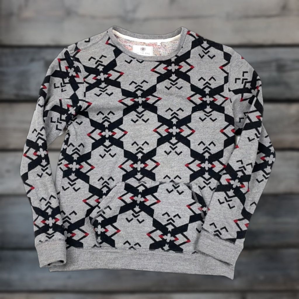 Vintage On the Byas Sweatshirt Gray Pullover Mens Medium Aztec Geometric Tribal Crew Neck Size US M / EU 48-50 / 2 - 1 Thumbnail