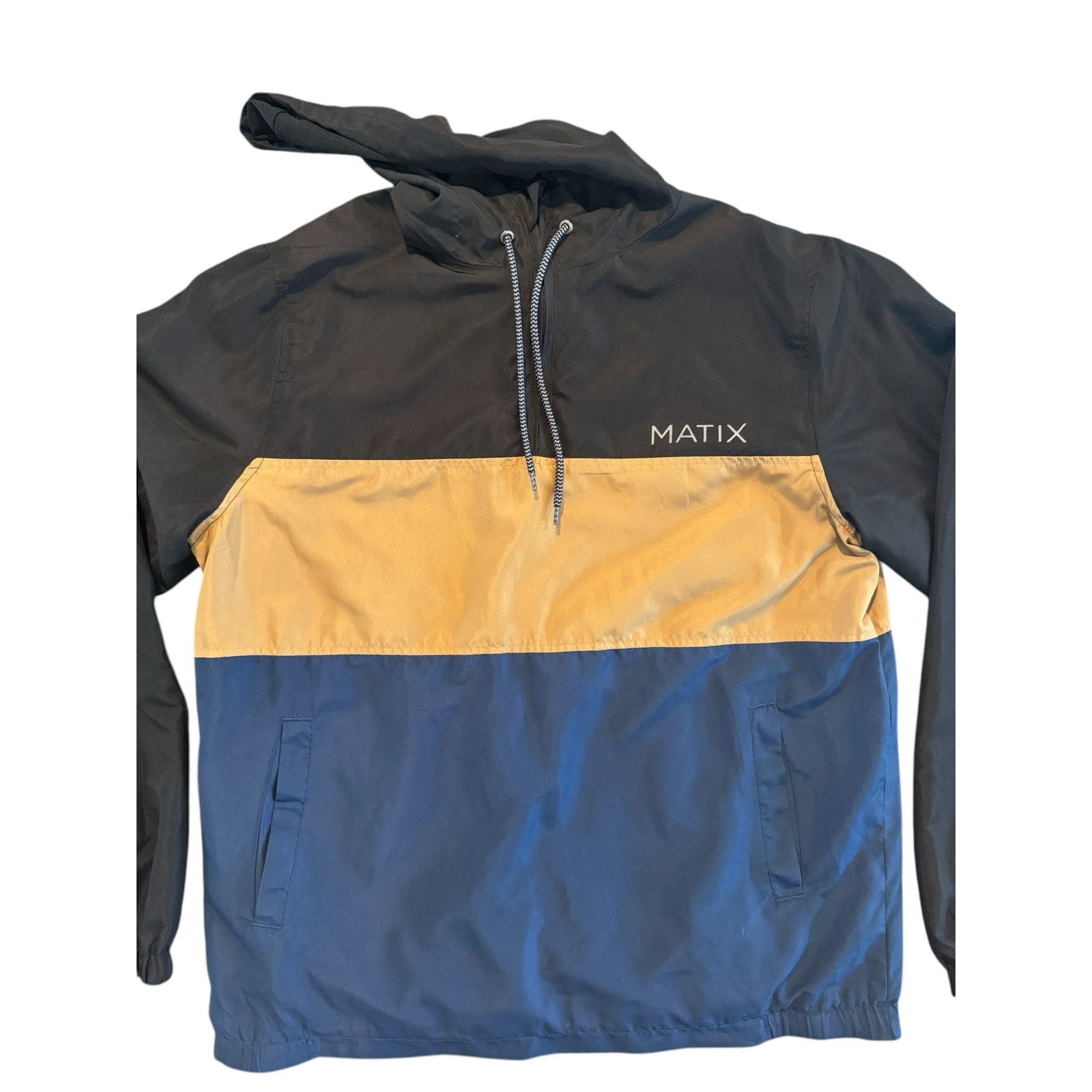 The Unbranded Brand Matrix Mens Black/Brown/Navy Hood Windbreaker Jacket Size L Size US L / EU 52-54 / 3 - 2 Thumbnail