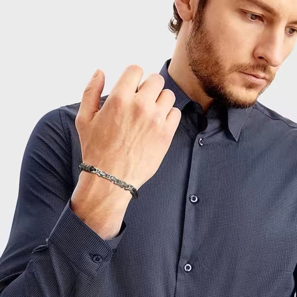 Jewelry × Vintage 6mm Punk Mens Byzantine Link Chain Bracelet Size ONE SIZE - 3 Thumbnail