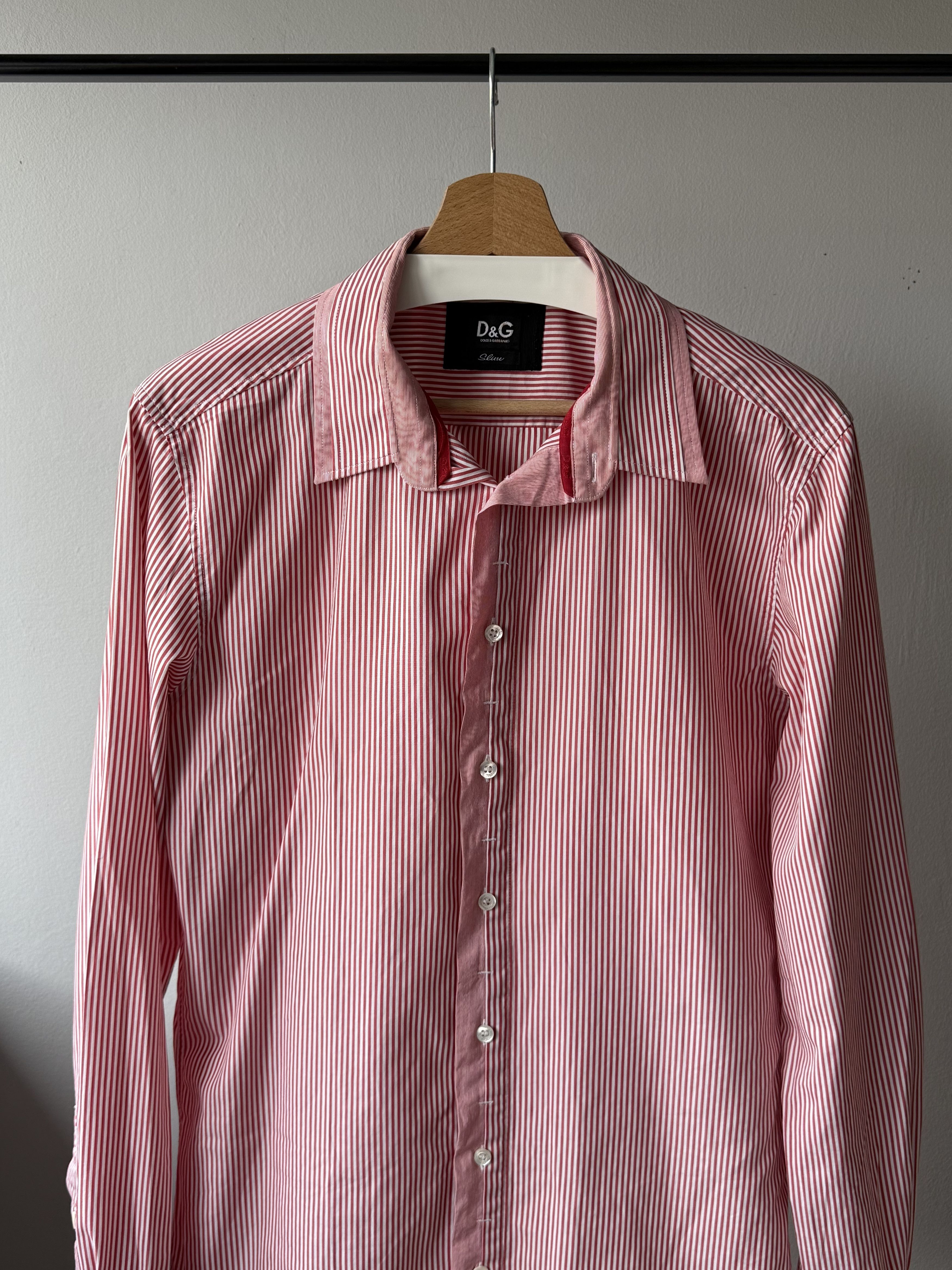Dolce & Gabbana Dolce & Gabbana Slim Fit Red White Striped Long Sleeve Shirt Size US M / EU 48-50 / 2 - 3 Thumbnail