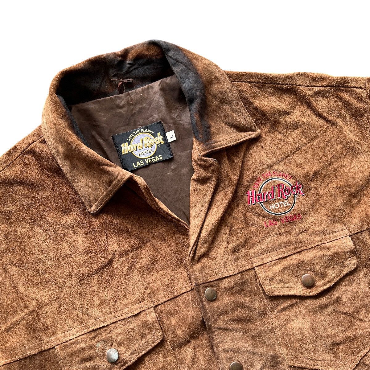 Hard Rock Cafe Vintage Hard Rock Hotel Las Vegas Suede Leather Jacket Size US L / EU 52-54 / 3 - 6 Thumbnail