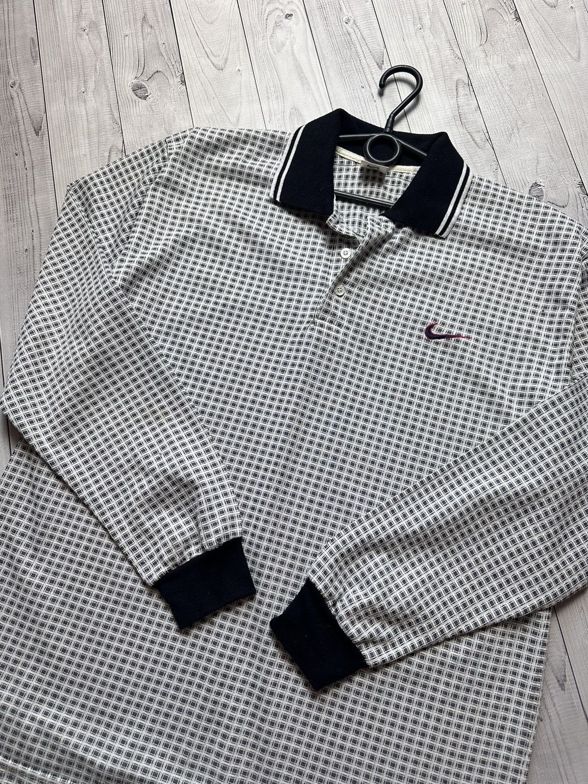 Nike × Vintage Vintage Nike logo rugby jersey size L plaid Size US L / EU 52-54 / 3 - 2 Thumbnail